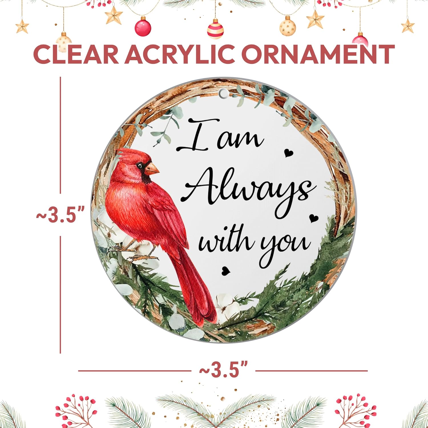 HYTURTLE Memorial Cardinal Christmas Ornament - Sympathy Gift for Loss of Loved Ones
