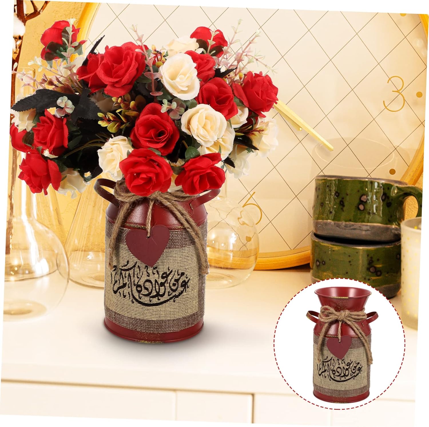 Rustic Vintage Iron Flower Bucket Pot Dried Flower Container