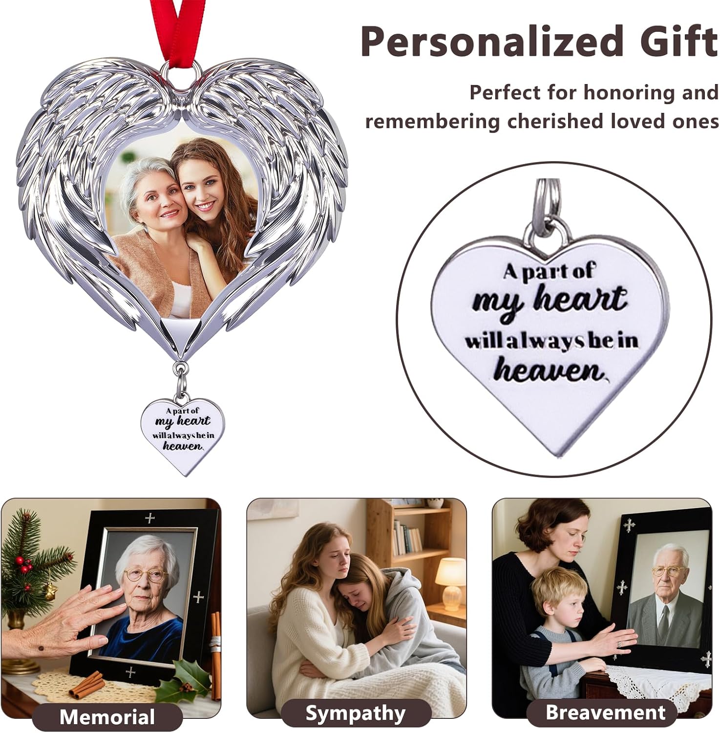 Memorial Christmas Angel Wings Photo Ornament 2025