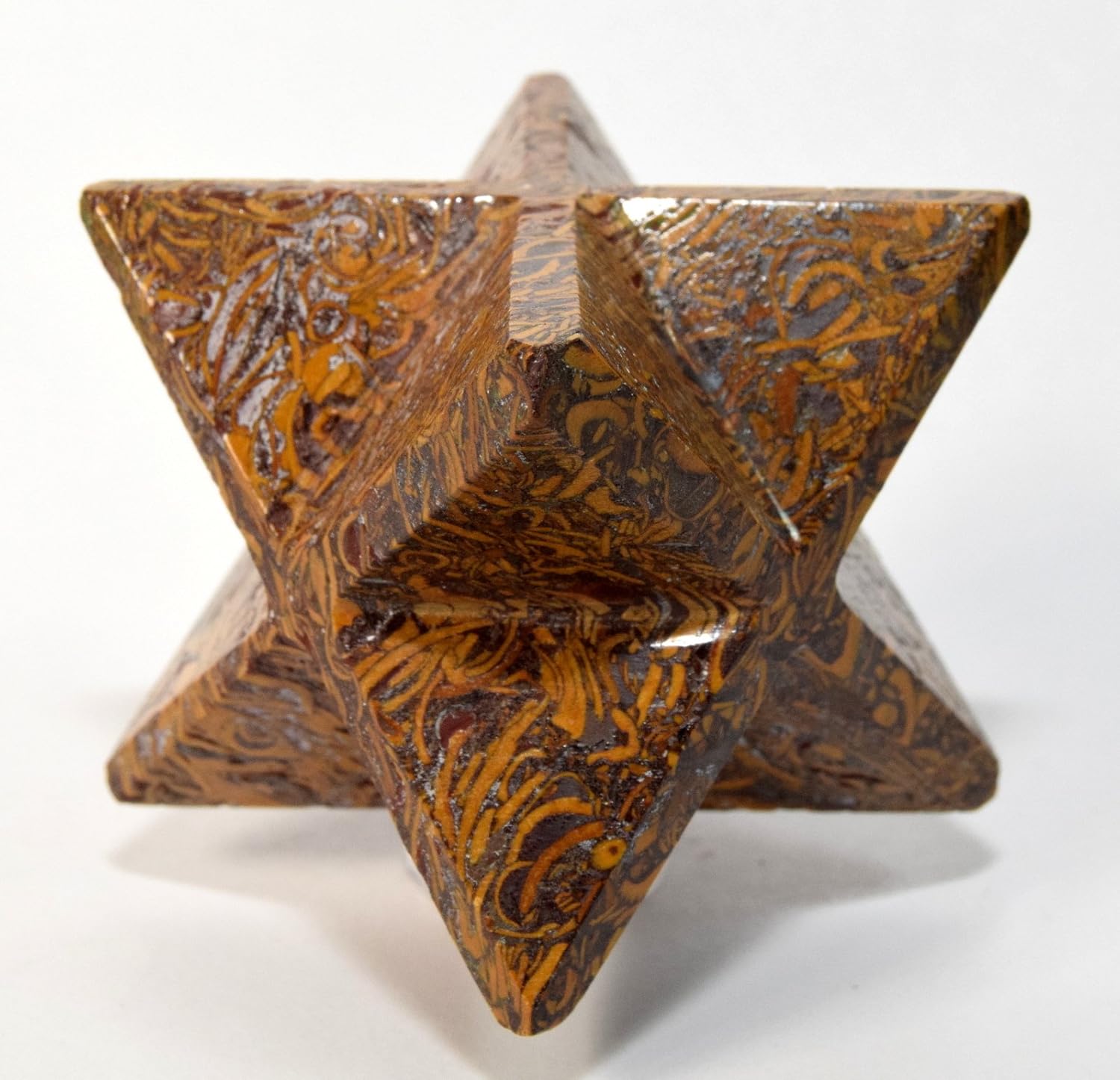 HC Set 63mm 8 Point Mariyam Holly Stone Merkaba Star Elephant Skin Coquina Jasper Crystal Natural Fossil Mineral