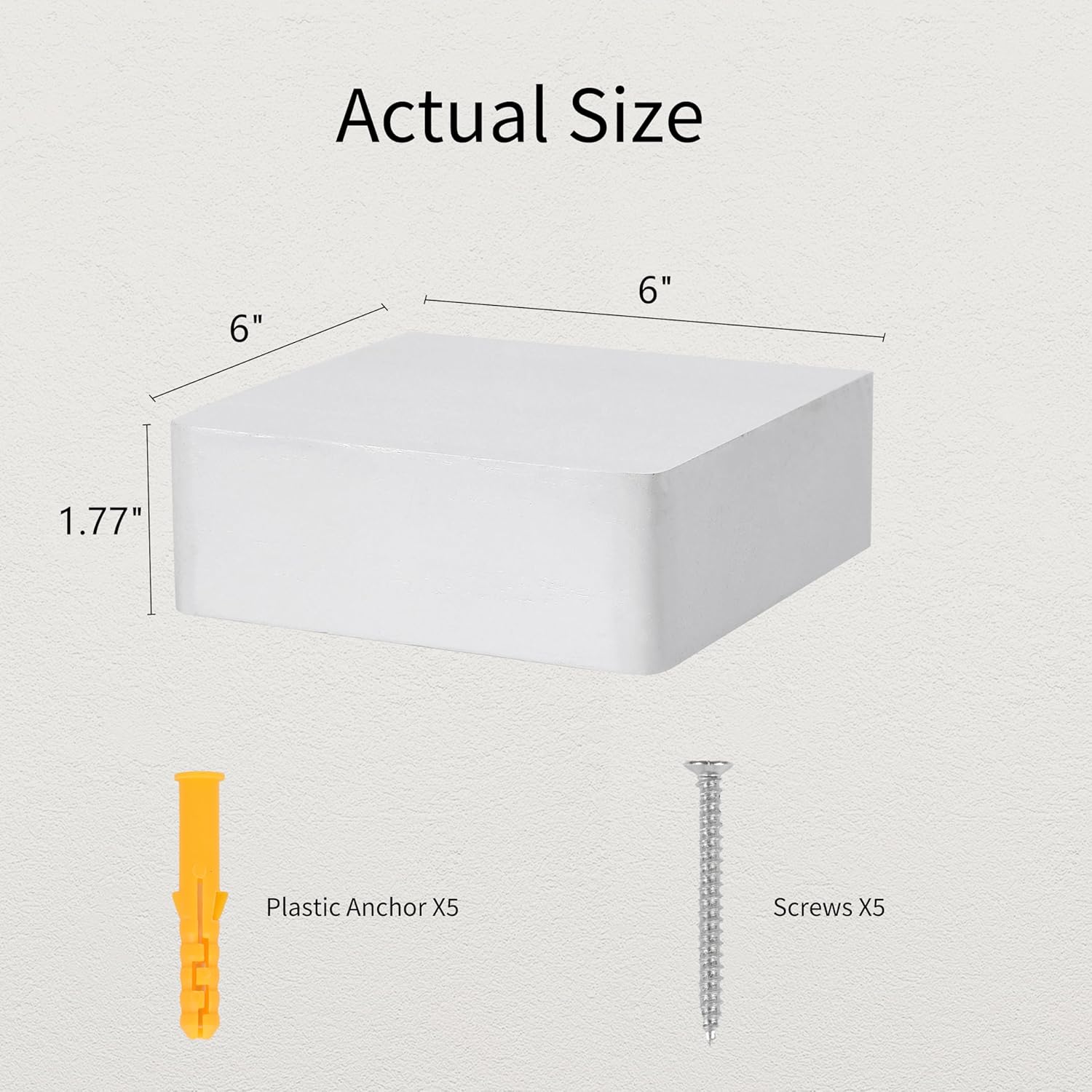 NIUBEST 3-Pack Floating Shelf 6 Inch Rustic White