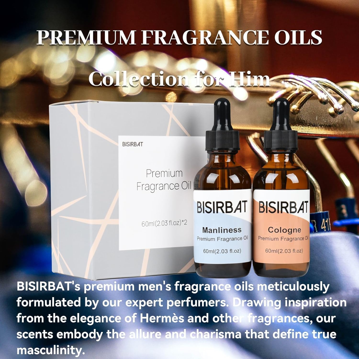 BISIRBAT Mens Fragrance Oil Set 60mlx2 1