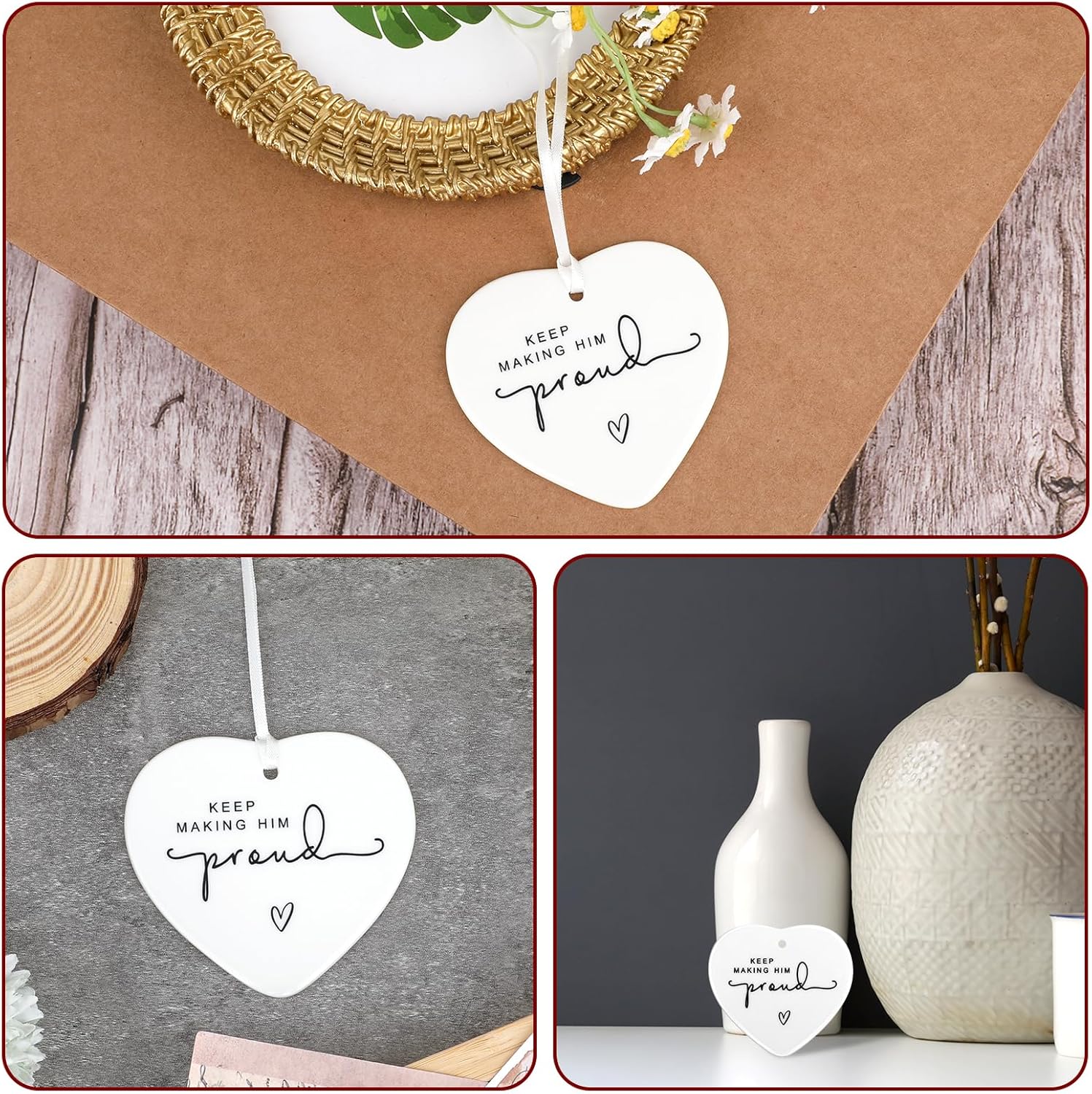 Keep Making Him Proud Memorial Ceramic Pendant for Loss of Loved One