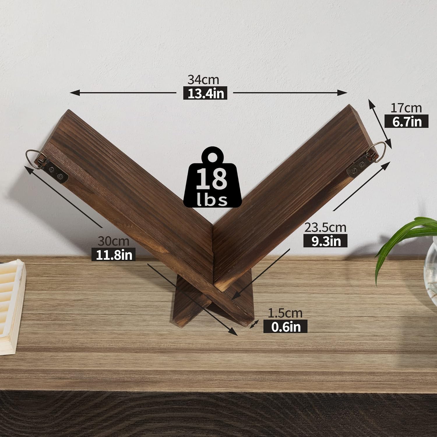 Afuly Floating Shelves Wall Mount Set of 2 Modern Natural Wood Bookcase