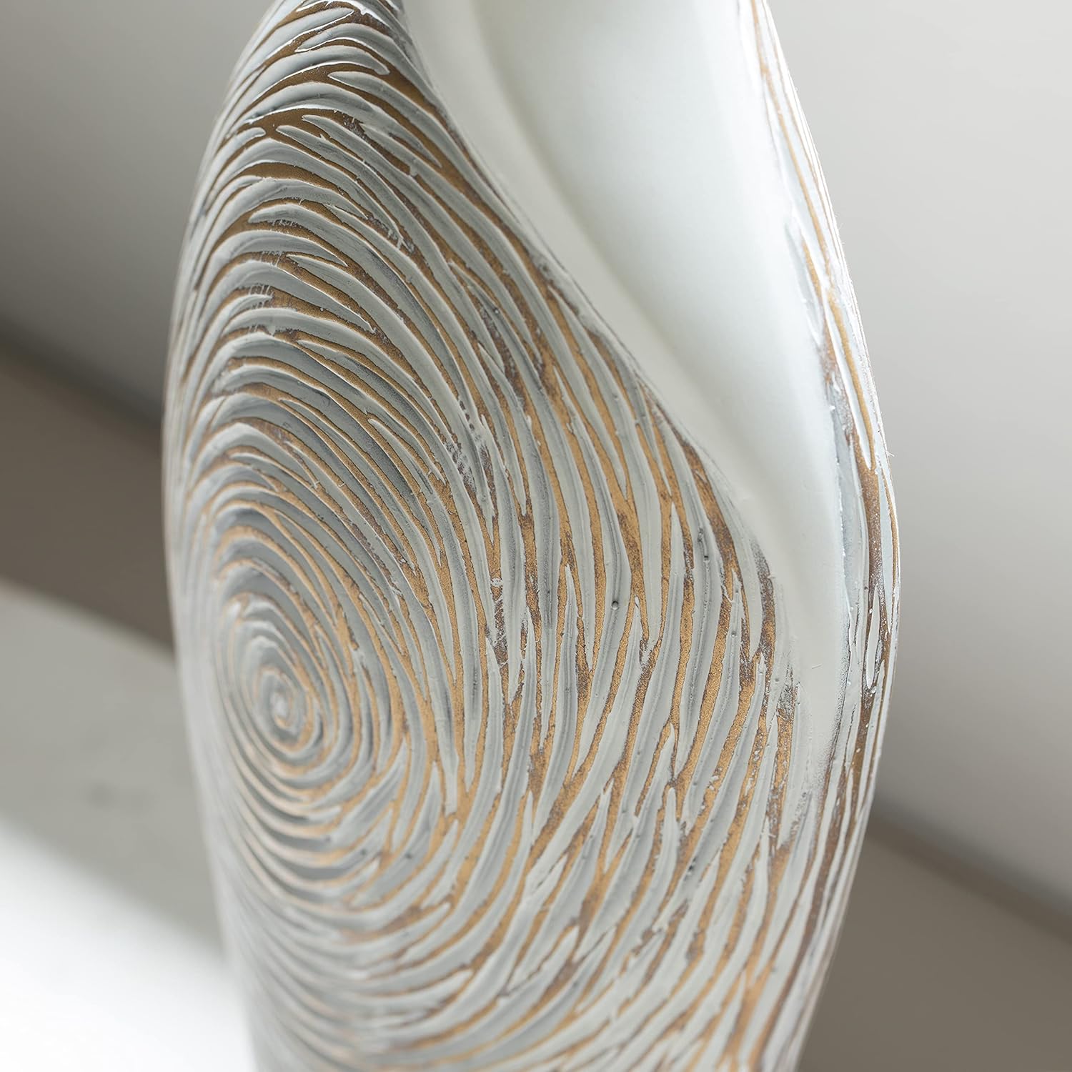175 Inch Ribbed Ceramic White Vase Modern Design