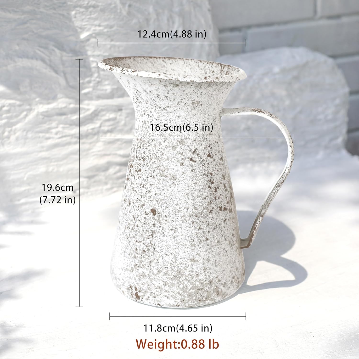 Vintage Flower Vase Rustic Farmhouse Decor Metal Pitcher