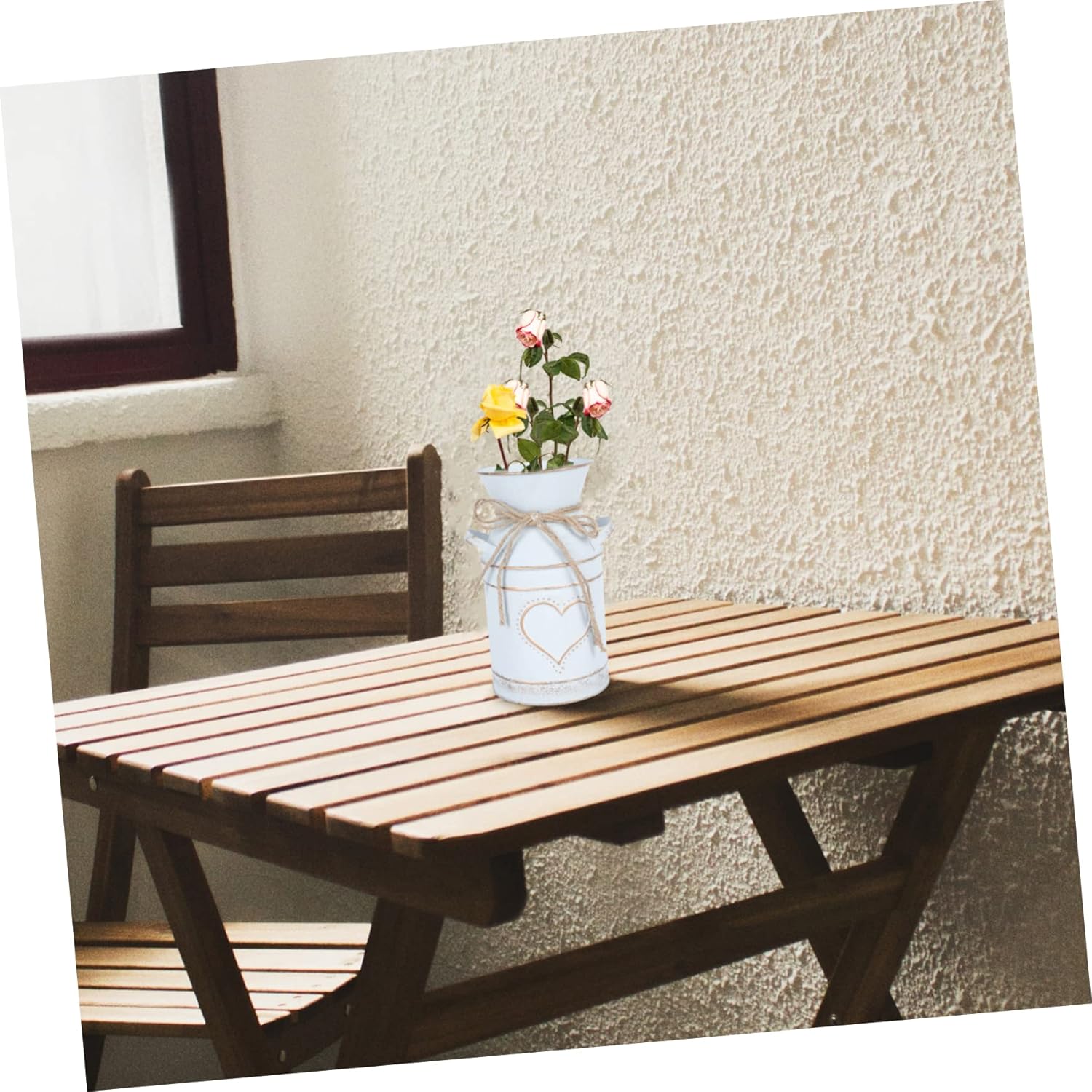 Vintage Galvanized Flower Vase Rustic Decorative Pot