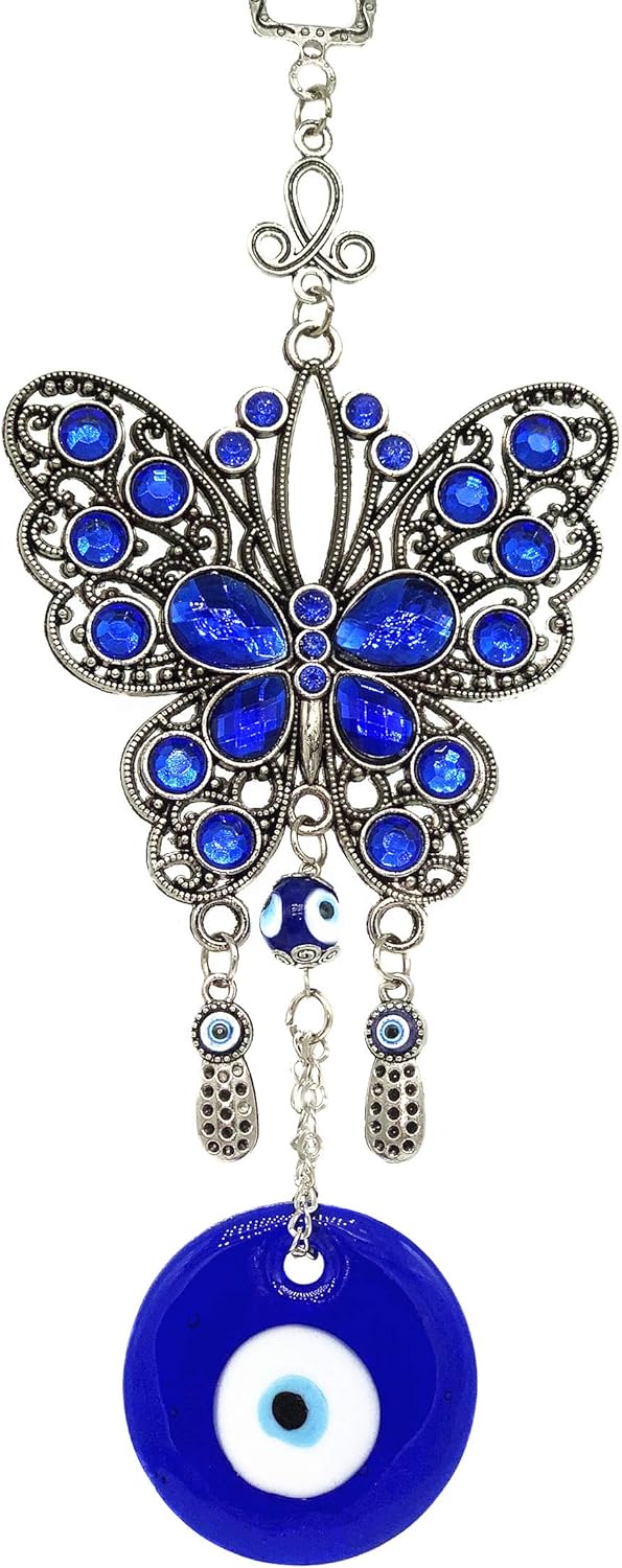 Betterdecor Turkish Blue Evil Eye Butterfly Amulet Hanging Decoration