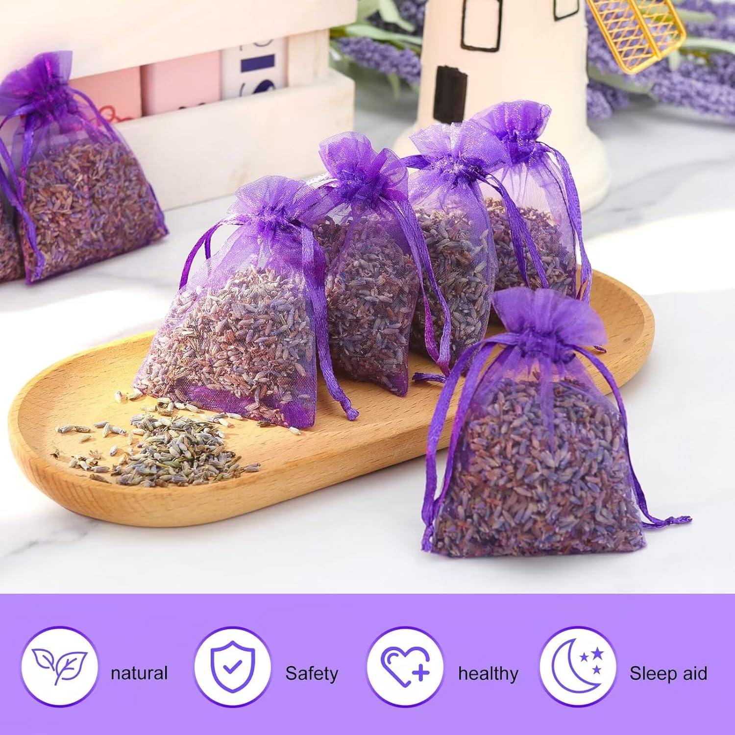36 Pack Natural Dried Lavender Sachets for Home Fragrance