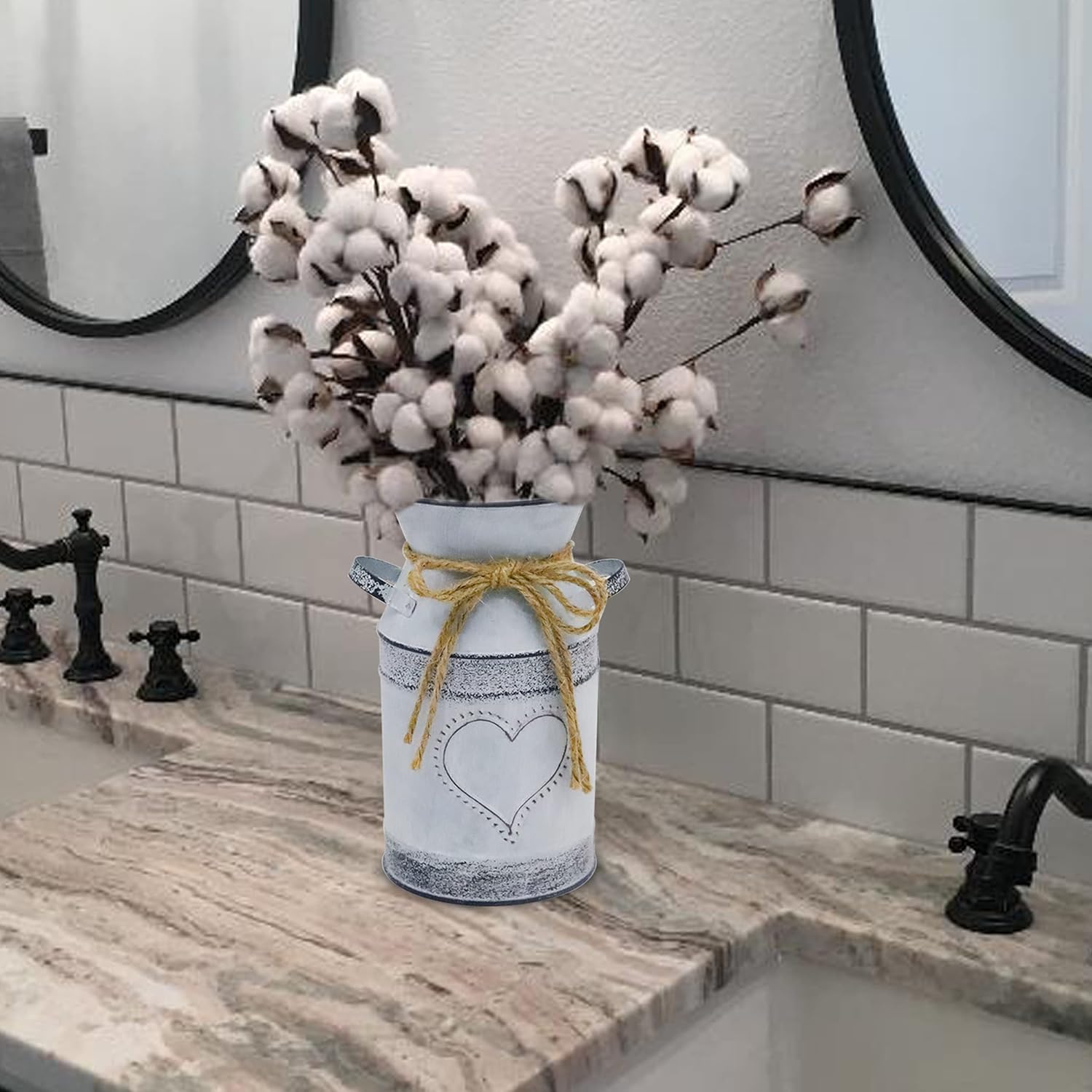 Soyizom Rustic Galvanized Milk Can Decor Vase