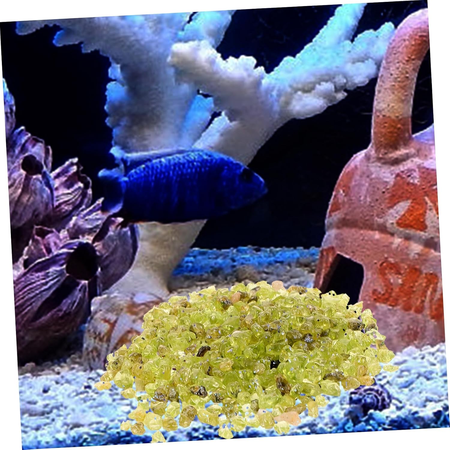 BESPORTBLE Natural Olivine Raw Stones for Aquarium and Terrarium Decor