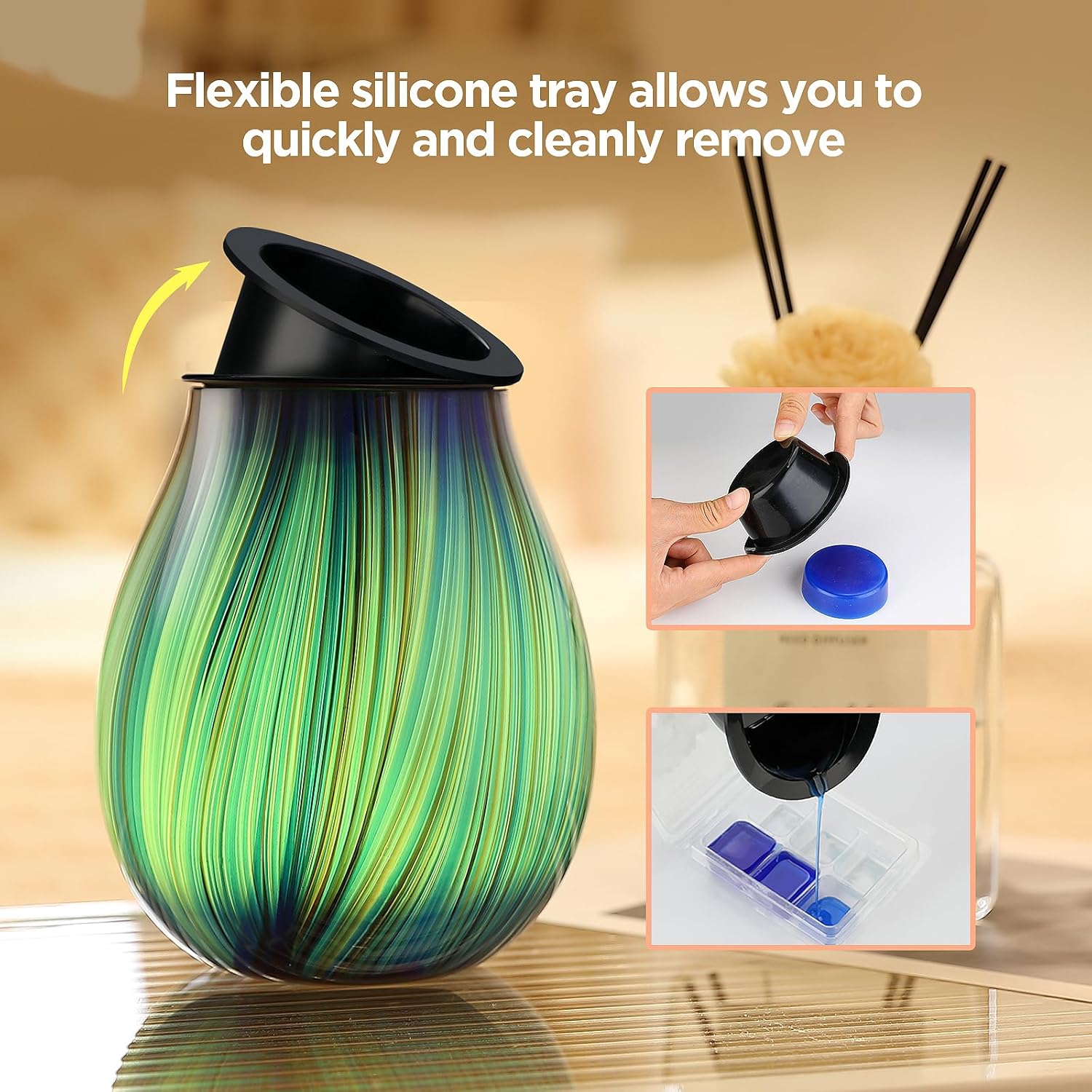 Inrorans Electric Wax Melt Burner with Timer and 7 LED Color Changing Art Glass Night Light