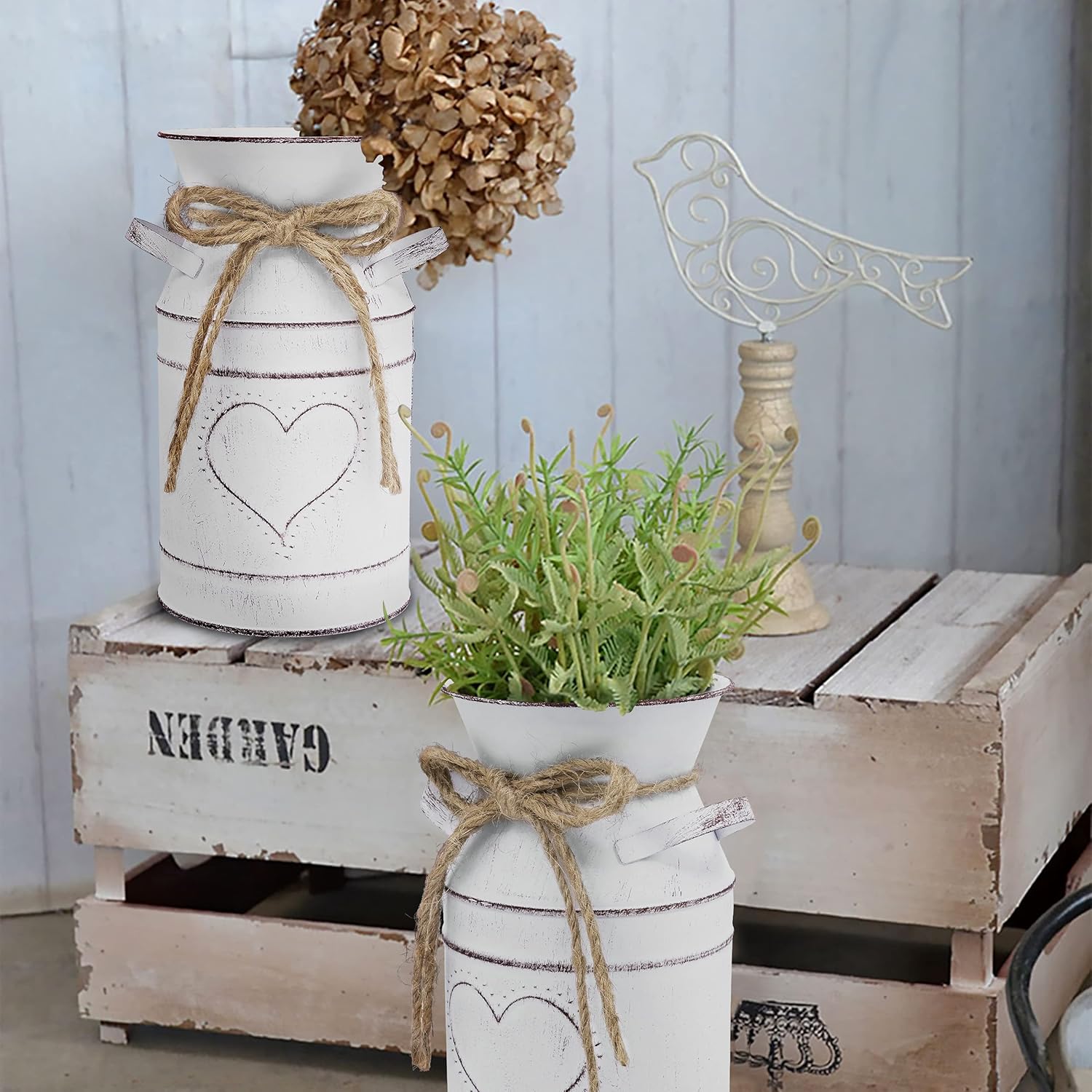 Soyizom Vintage Metal Flower Bucket Heart Vase