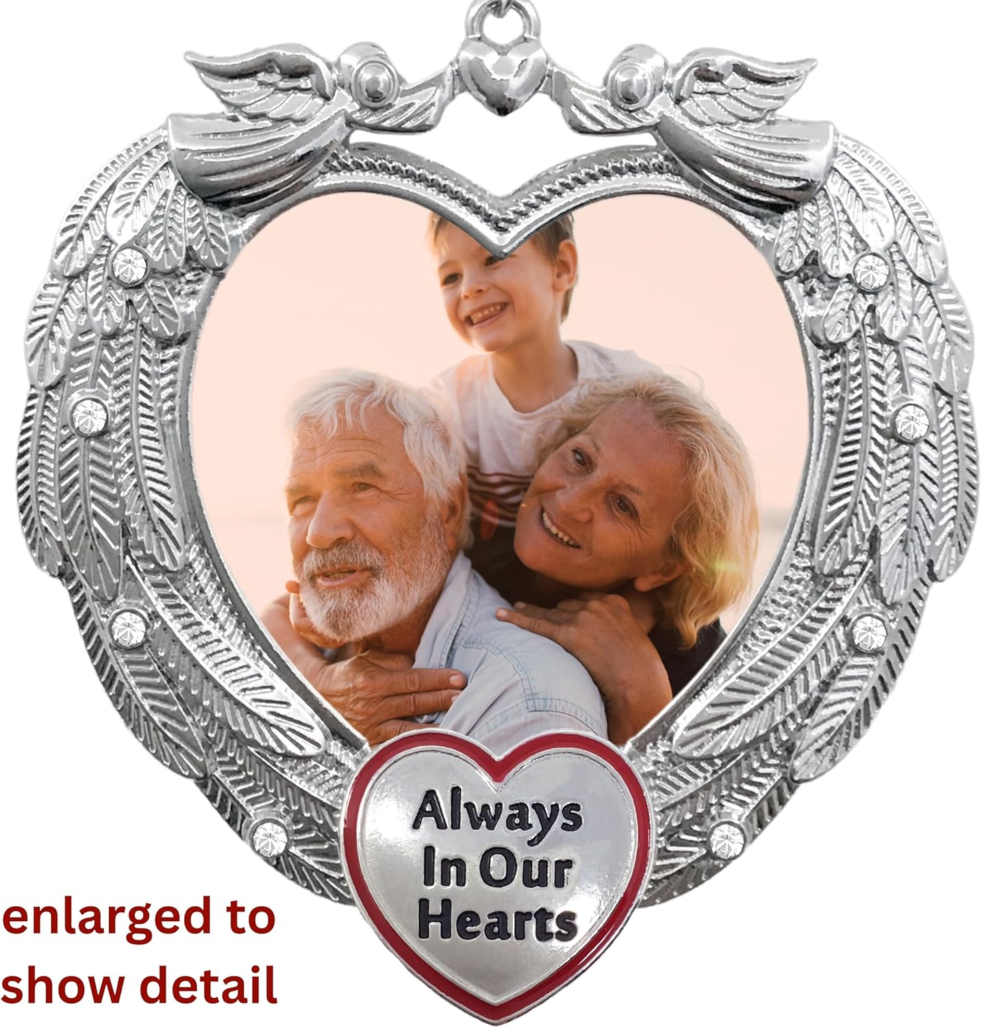 Memorial Christmas Angel Wing Photo Ornament - Always in Our Hearts