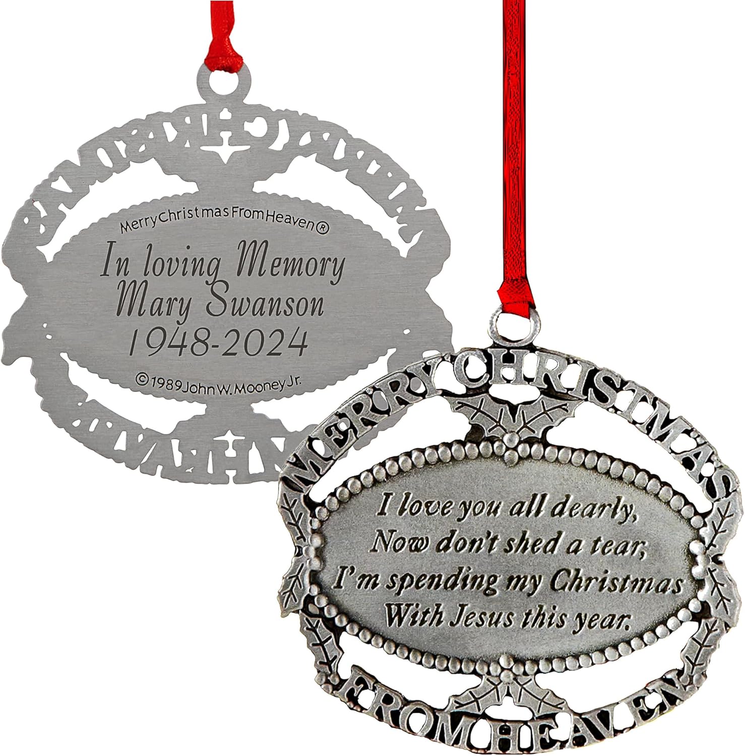 Personalized Christmas Ornament - Memorial Keepsake 2024 Pewter