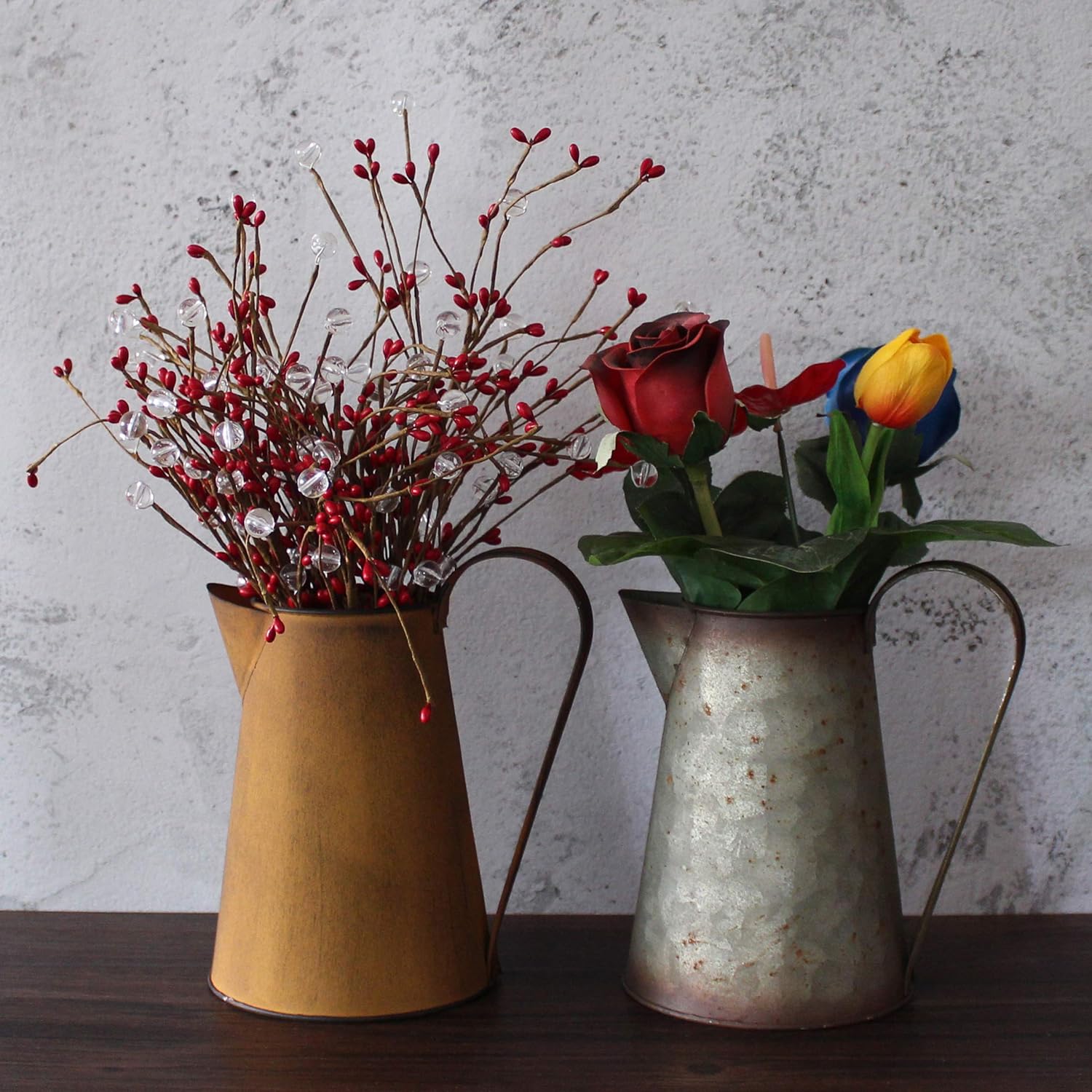 7 Inch Galvanized Metal Milk Pitcher Vase