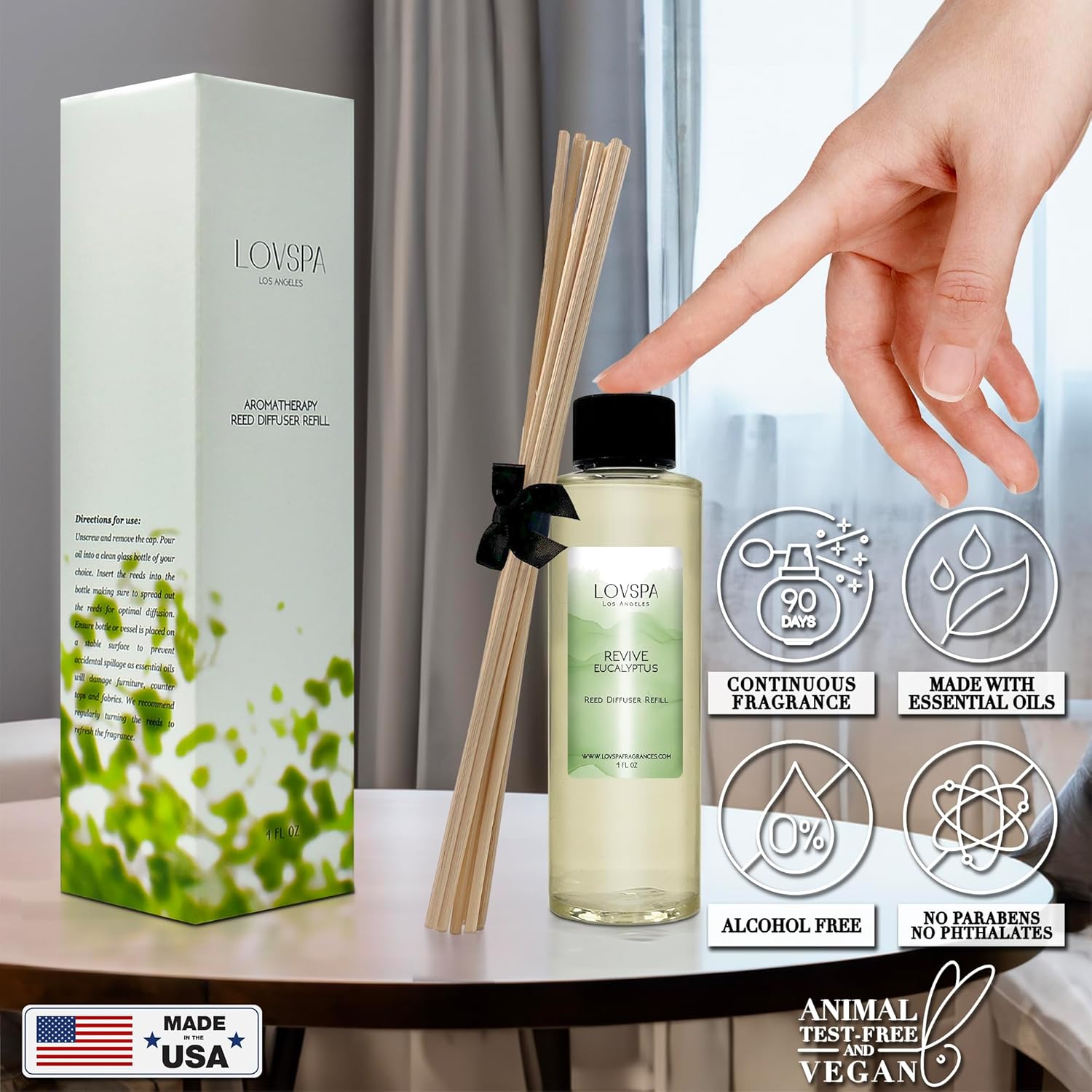 LOVSPA Revive Eucalyptus Reed Diffuser Oil Refill with Replacement Sticks