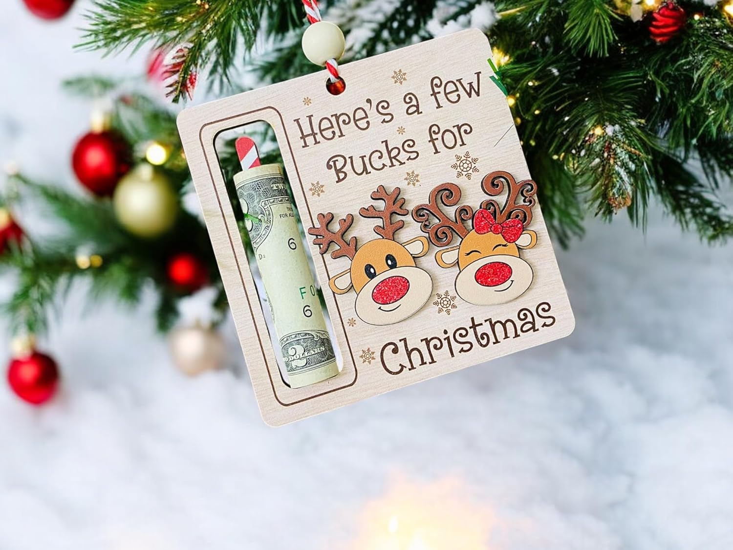 AXAHUHA Reindeer Money Holder Christmas Ornament