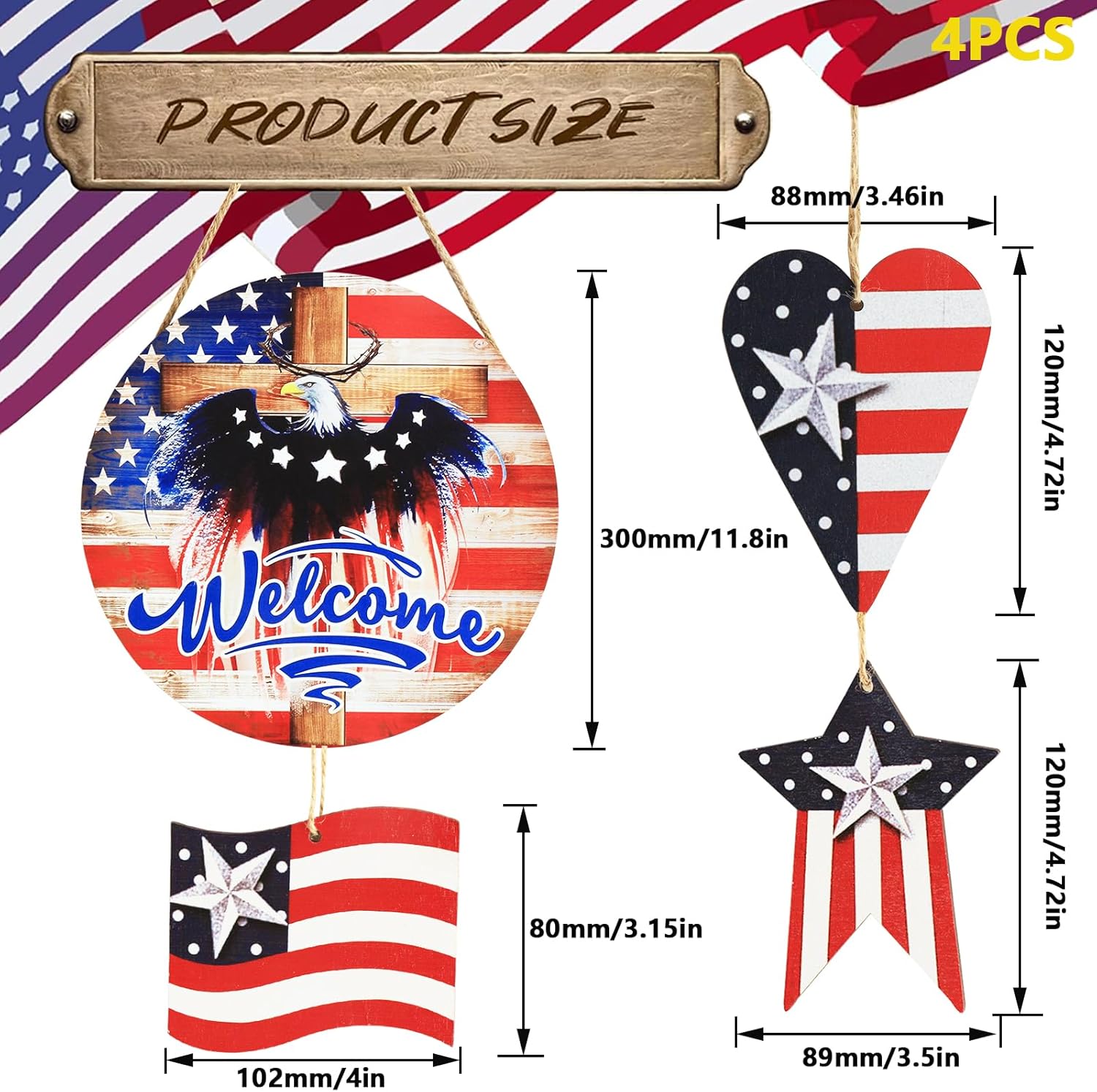 4th of July Patriotic Eagle Wreath Door Decor