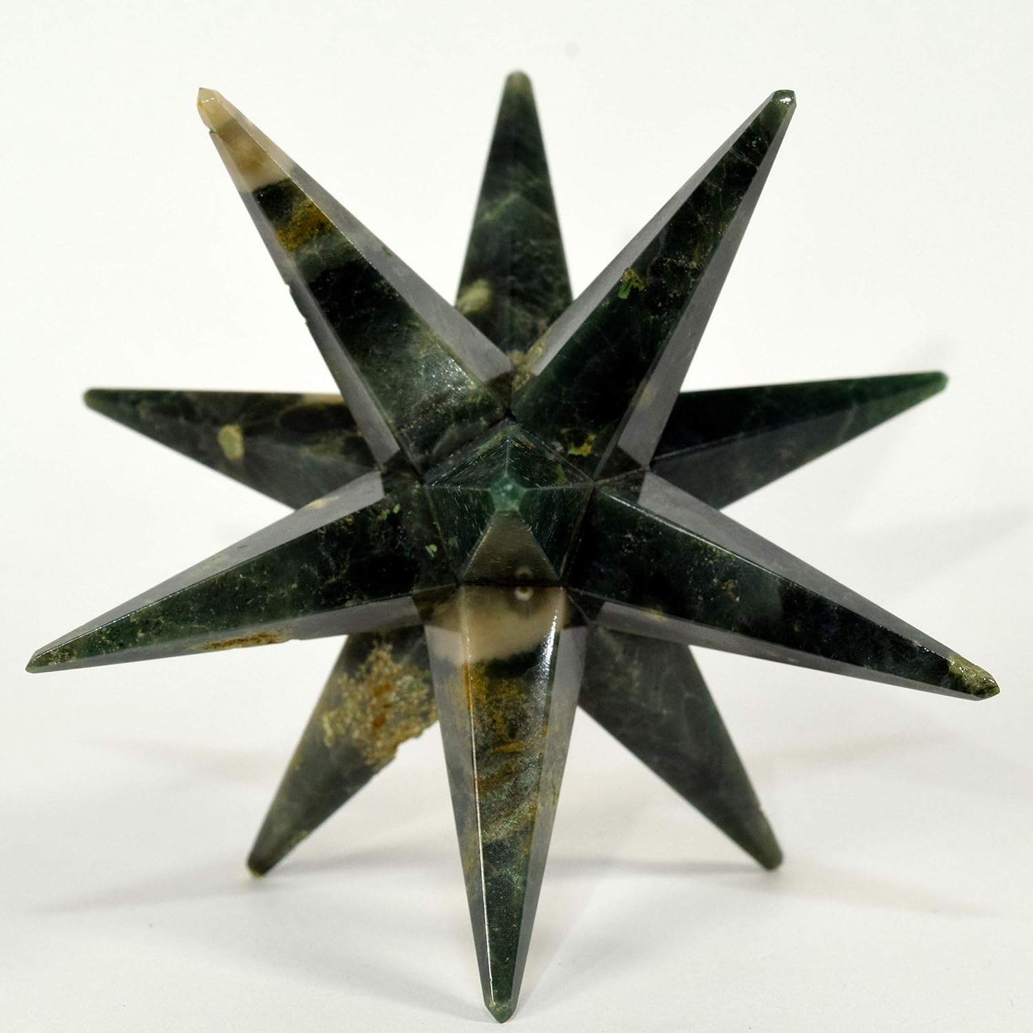 Ocean Jasper 12 Point Star with Clear Quartz Cabochon