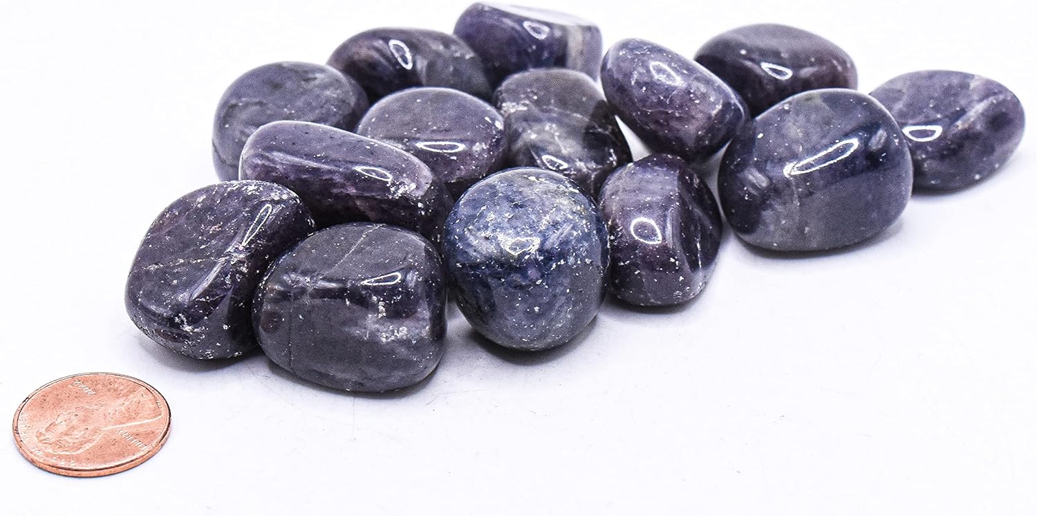 Blue Purple Iolite Pebbles Natural Polished Tumble Stones 5PCS