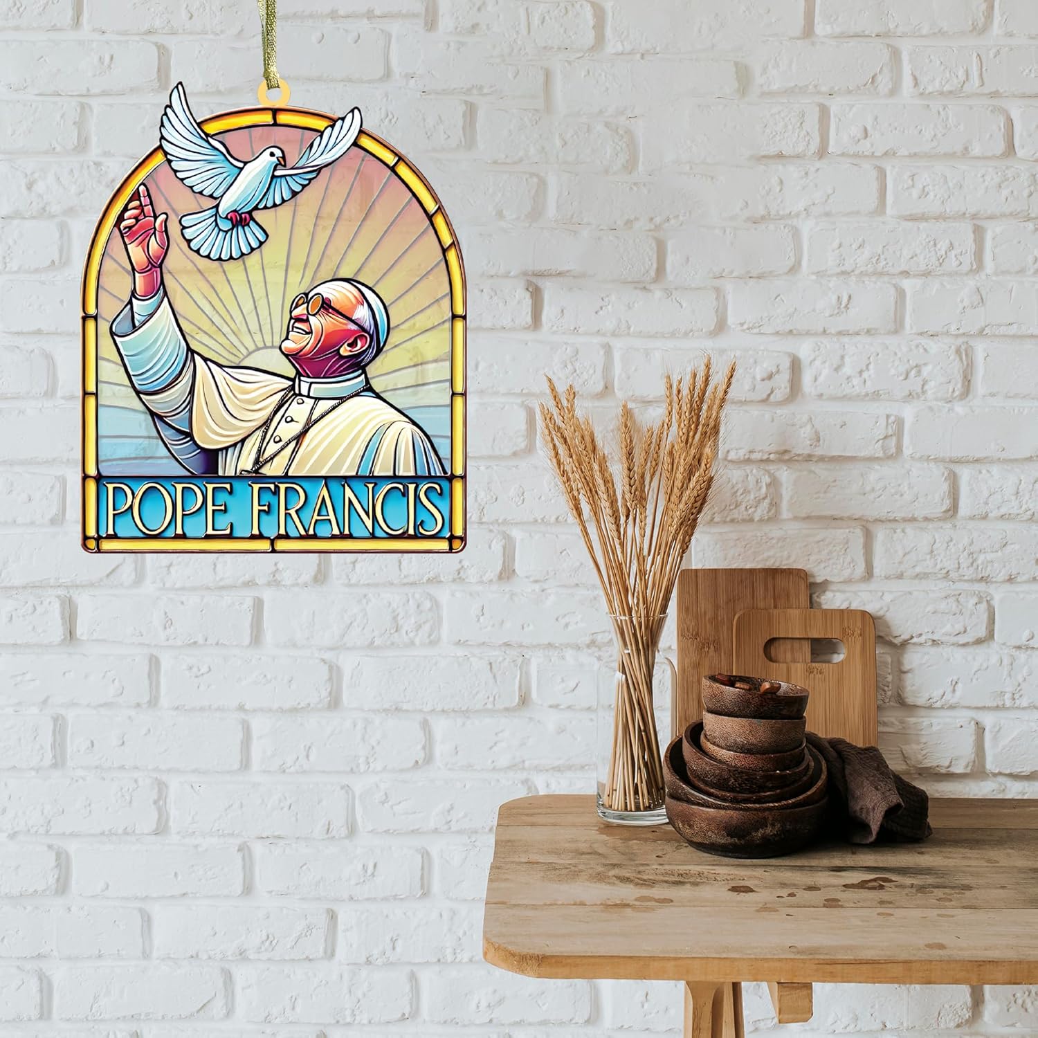 Pope Francis Memorial Suncatcher 5-Inch Acrylic Decoration