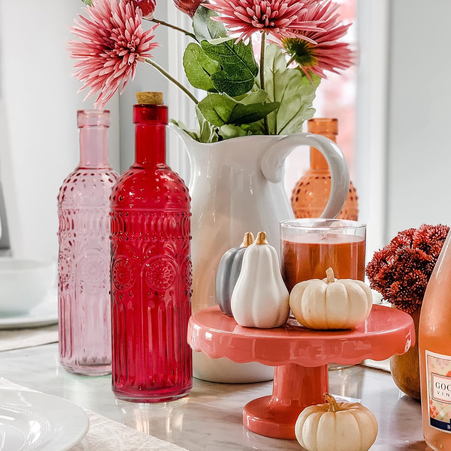 Vintage Decorative Glass Vases Set of 3 with Cork Lid