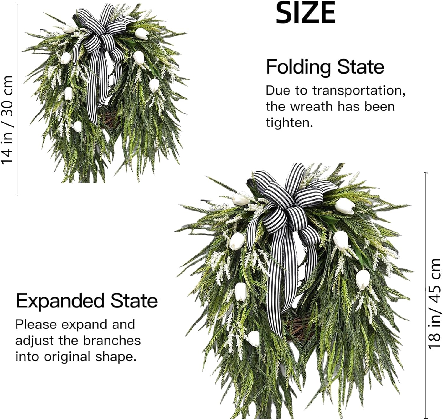 Artificial Spring Summer Wreath for Front Door Decor
