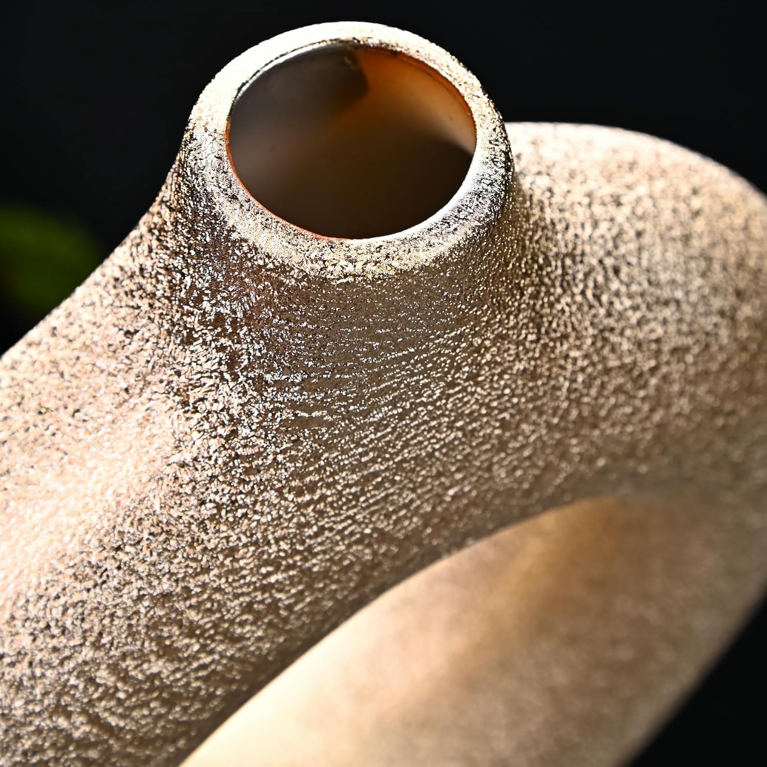 Set of 2 Donut Shape Gold Ceramic Vases