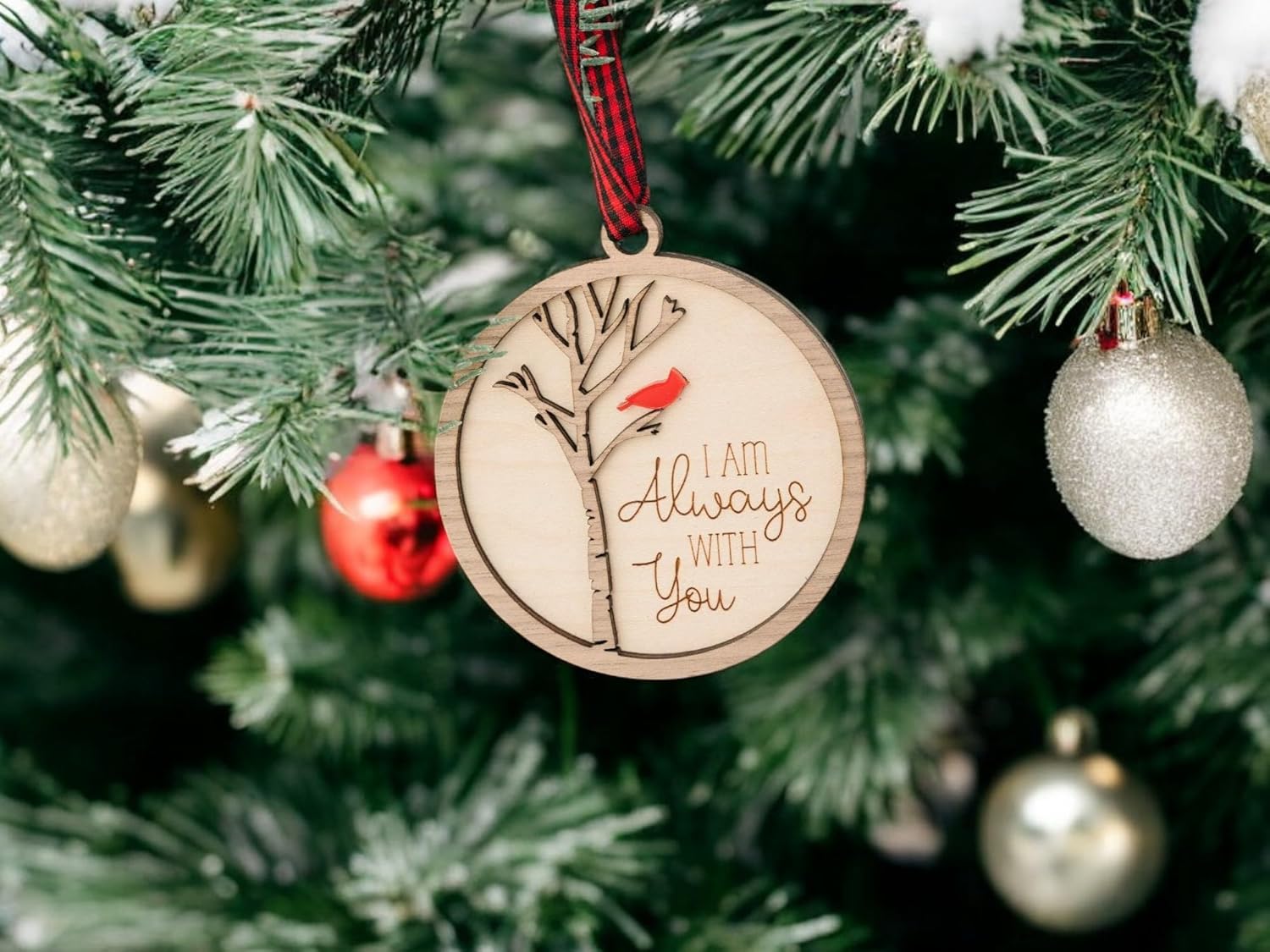 AXAHUHA Cardinal Memorial Christmas Ornament with Always with You Engraving