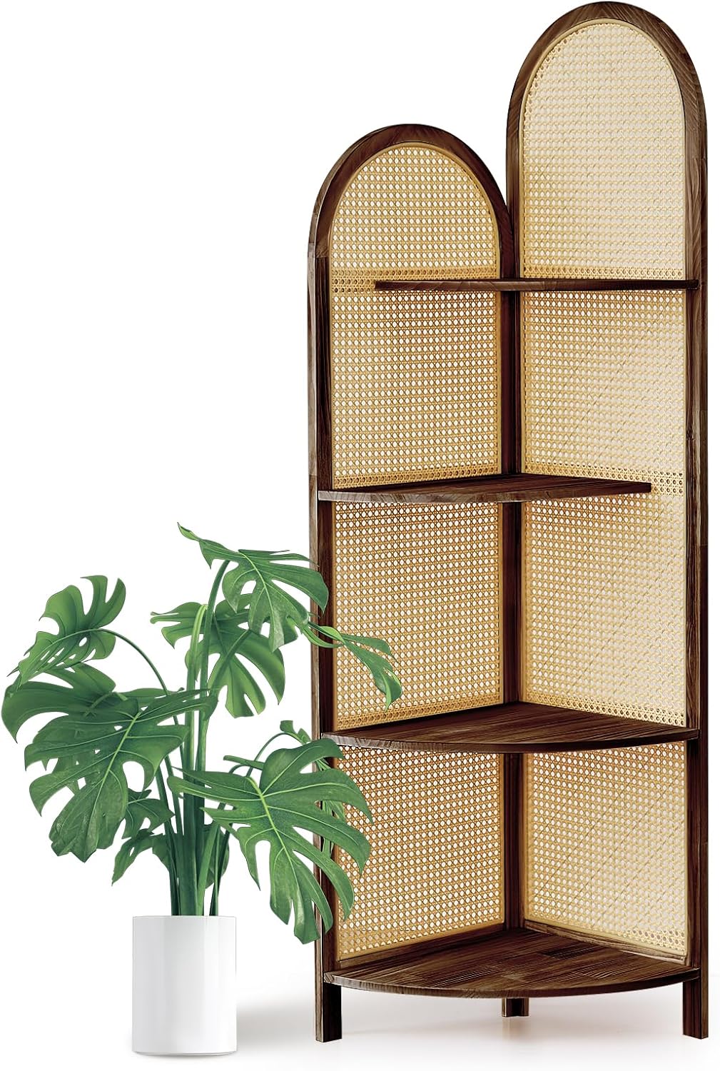 Asnefeli 4-Tier Corner Shelf Stand with Legs Brown