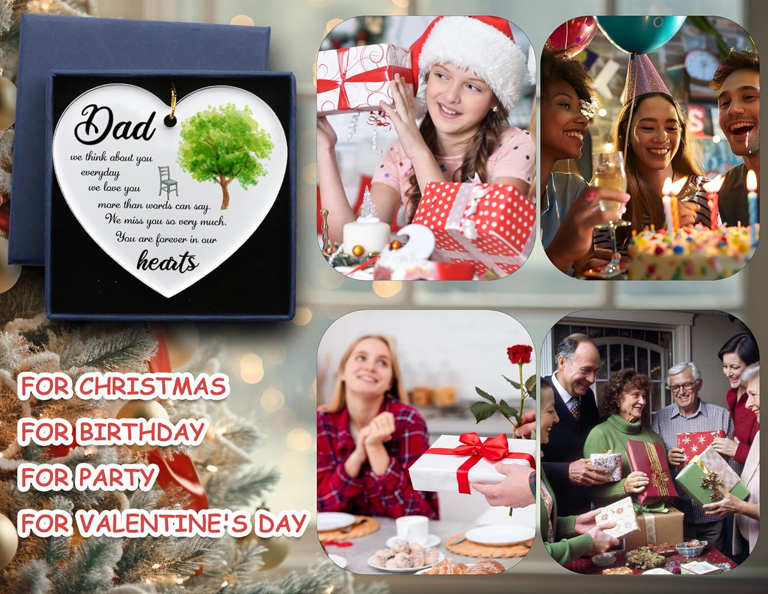 Memorial Daddy Gift - Acrylic Heart Hanging Ornament
