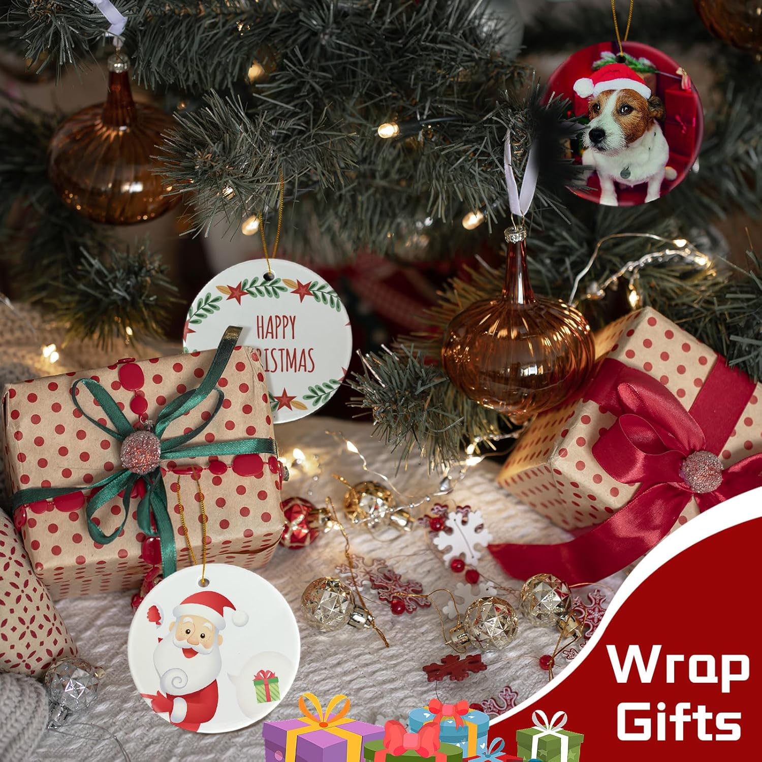 VPJ Sublimation Ornament Blanks - Double Side White Round Porcelain for Heat Press Printing