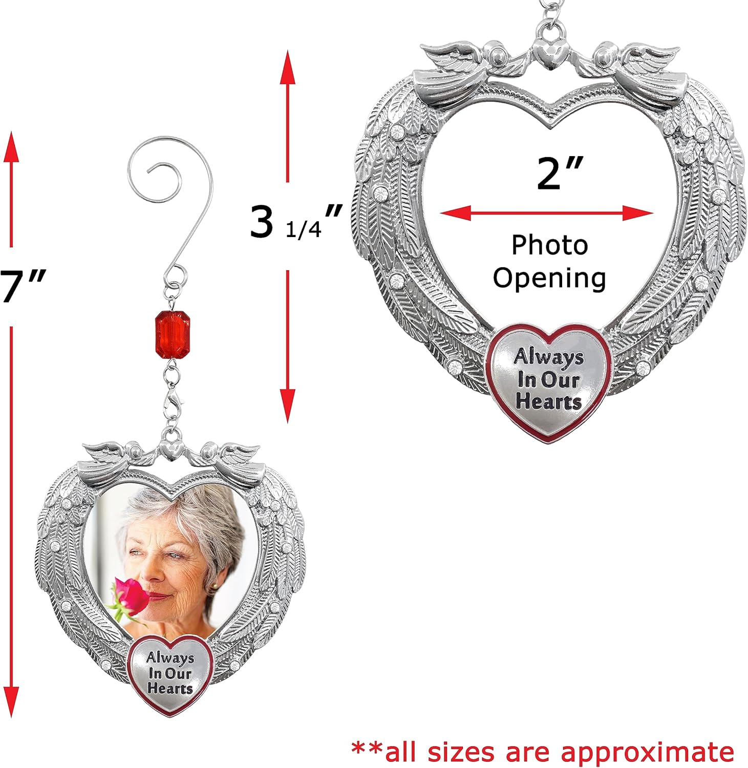 Memorial Christmas Angel Wing Photo Ornament - Always in Our Hearts
