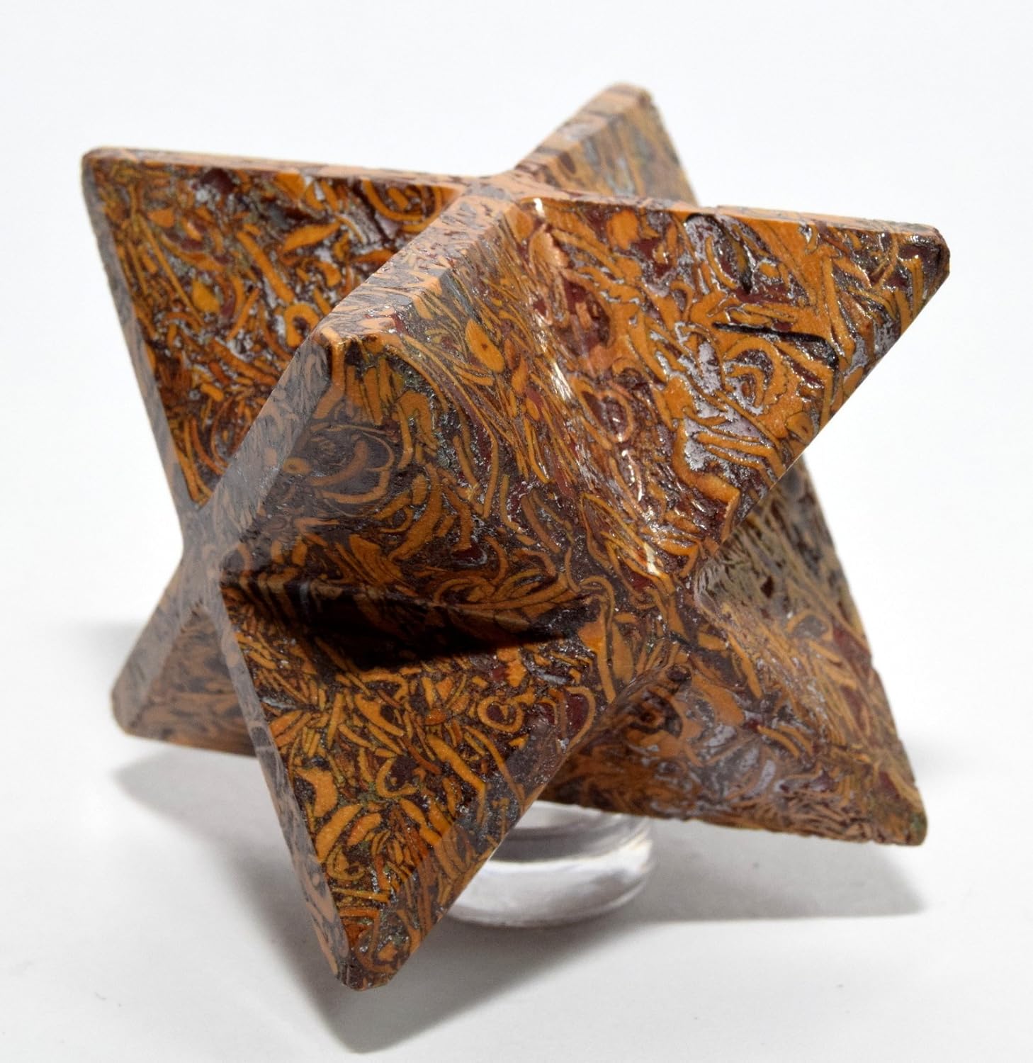 HC Set 63mm 8 Point Mariyam Holly Stone Merkaba Star Elephant Skin Coquina Jasper Crystal Natural Fossil Mineral