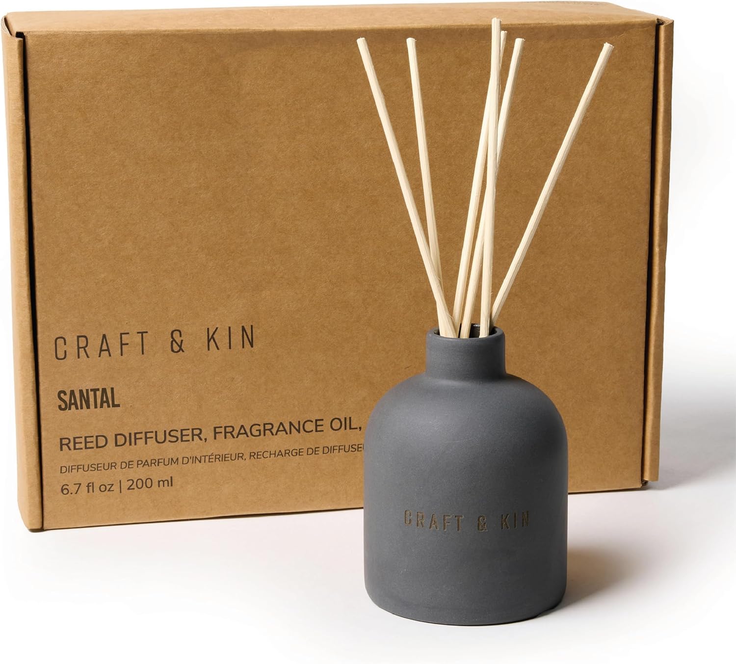 Craft Kin Reed Diffuser Set - Santal Woods 67oz Alcohol-Free Essential Oils