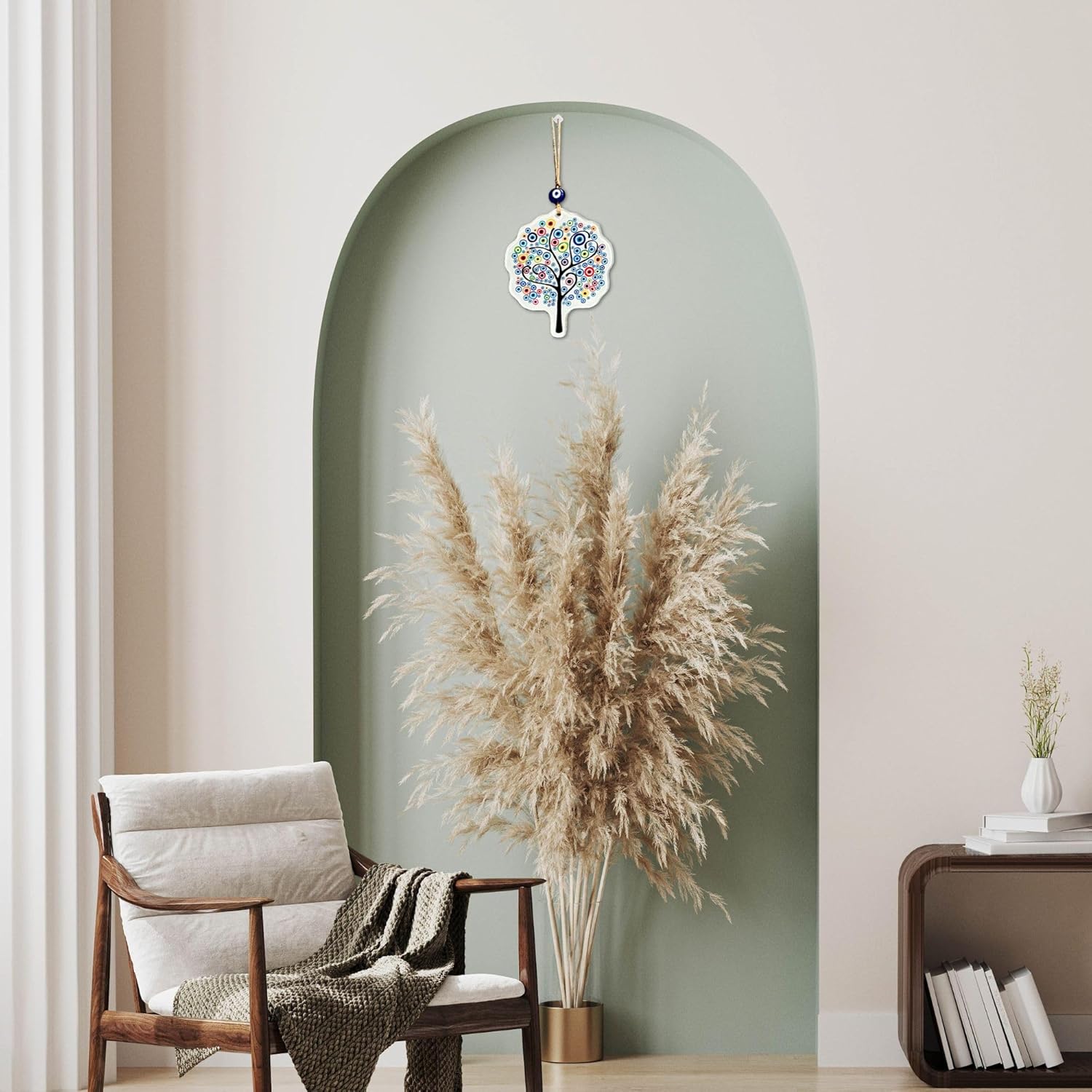 Blue Glass Evil Eye Tree of Life Amulet 53 Inch Hanging Decor