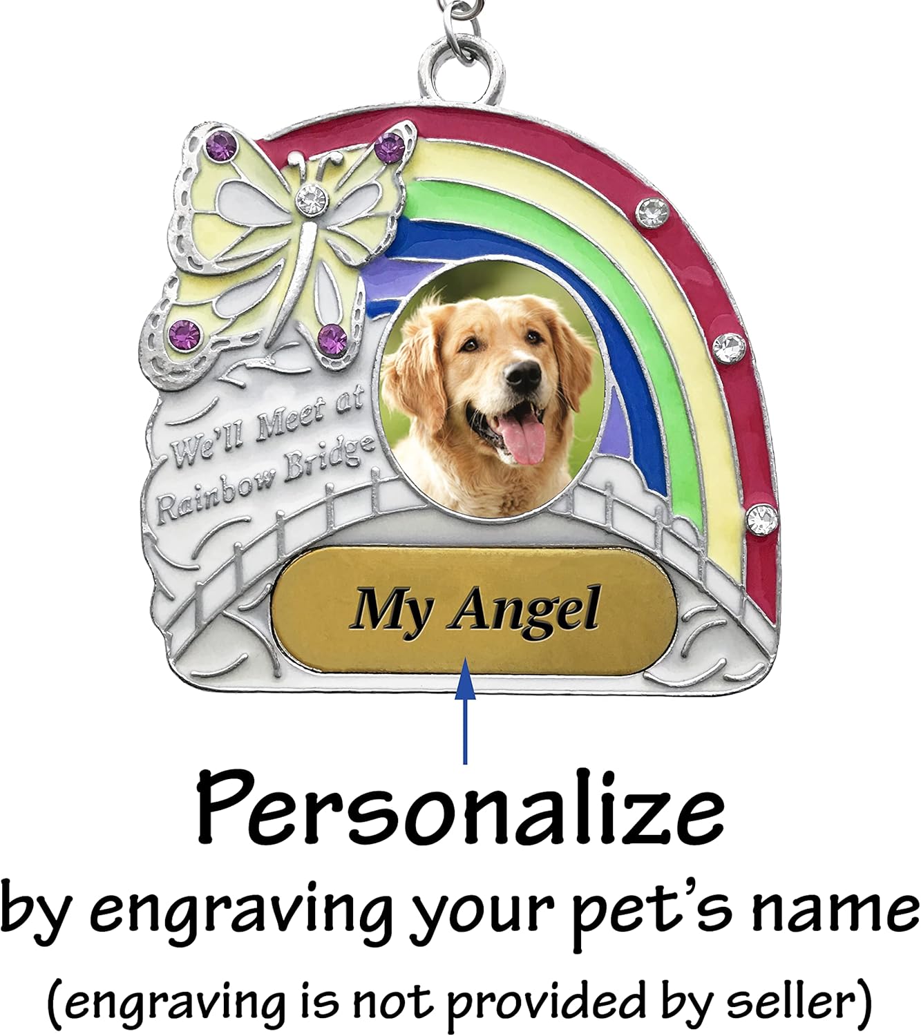 Pet Memorial Rainbow Bridge Ornament with Engraving