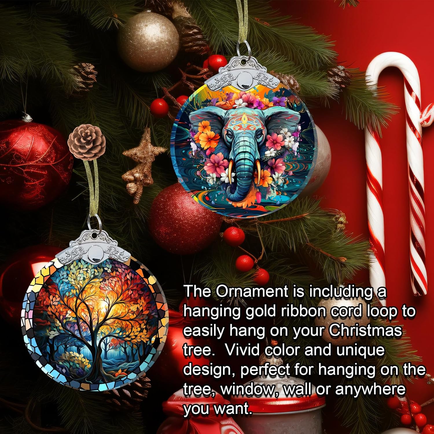 Aestas Tree of Life Crystal Glass Hanging Ornament - Christmas Decor Gift