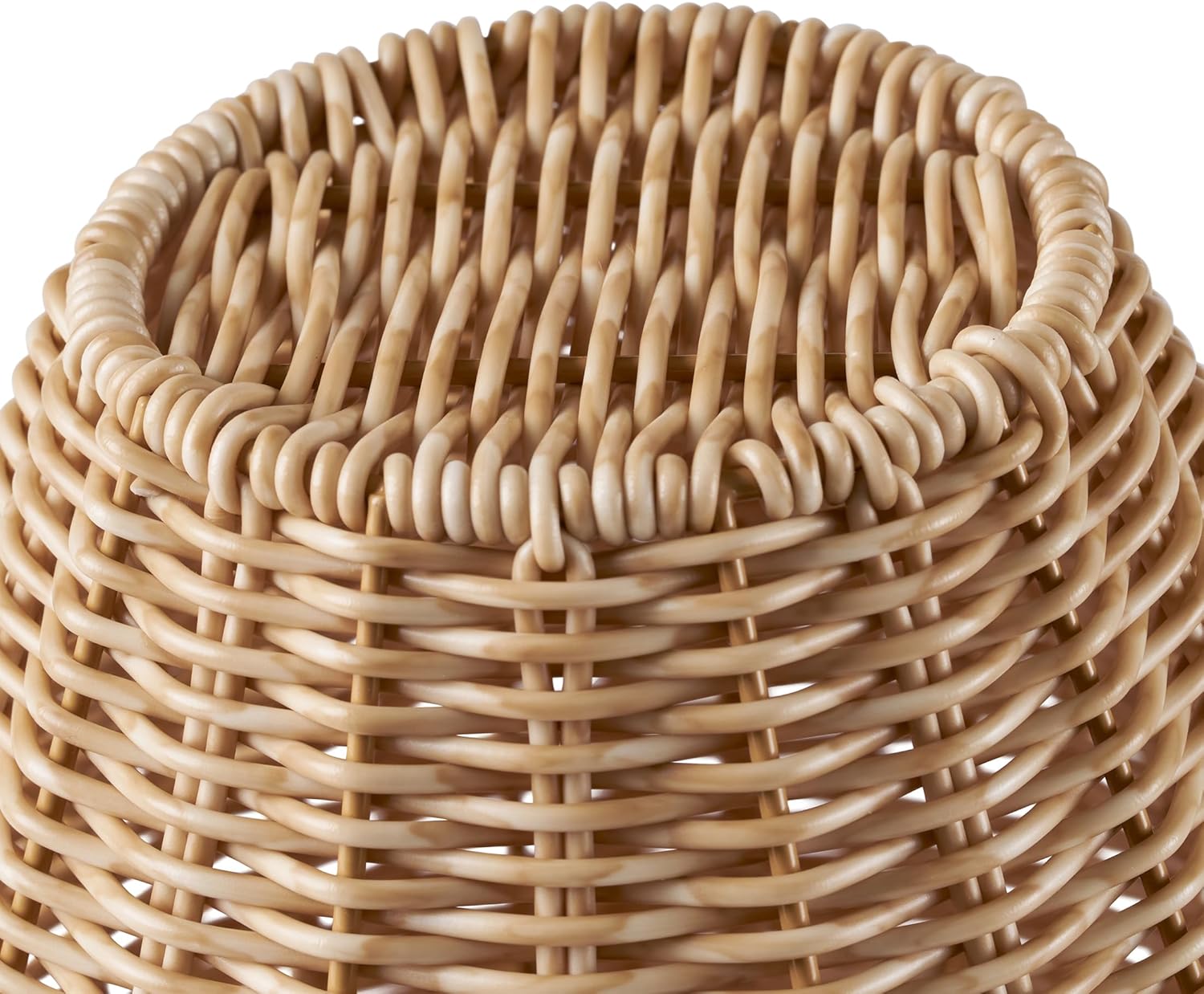 9 Inch Tall Faux Wood Rattan Wicker Vase - Soft Beige