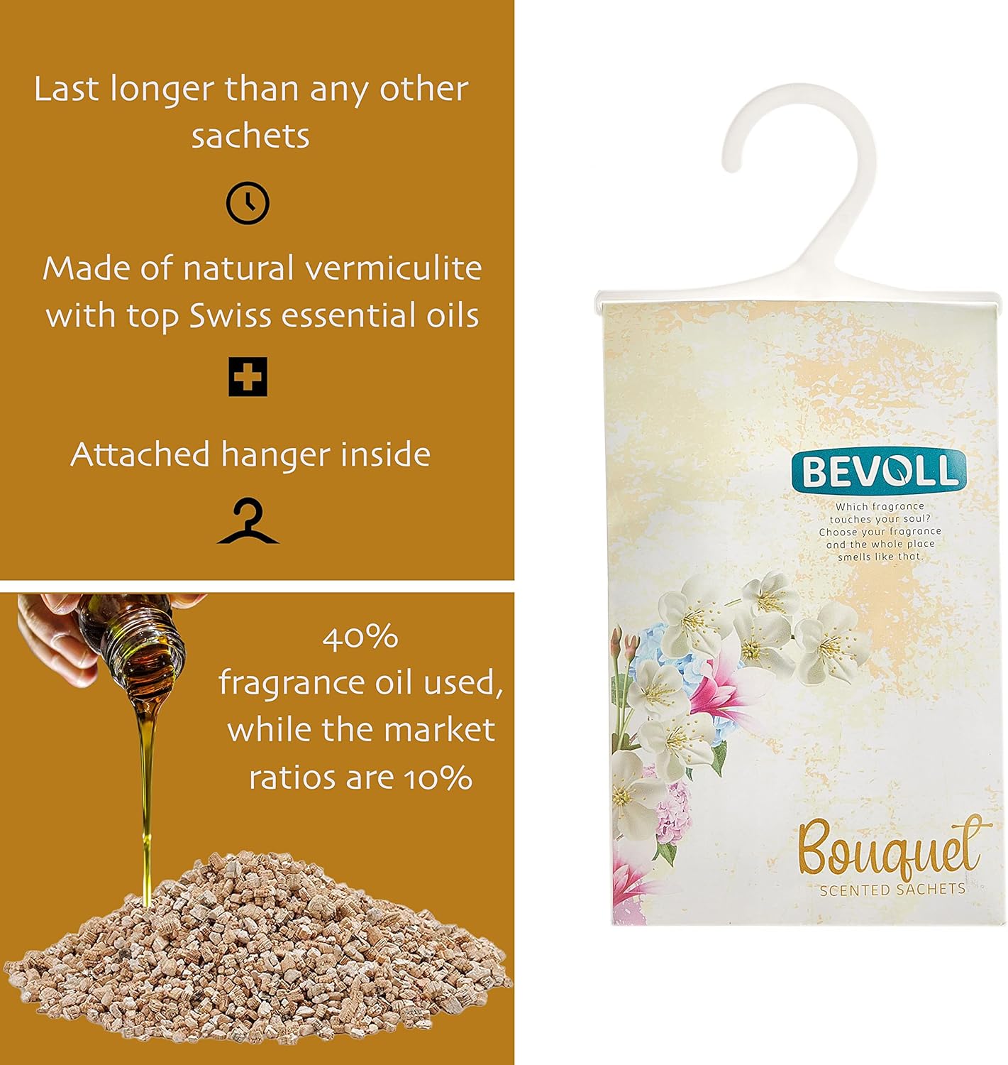 Bevoll Scented Sachets 12 Pack for Drawers Closets Cars Bathroom Wardrobe Gym Bags