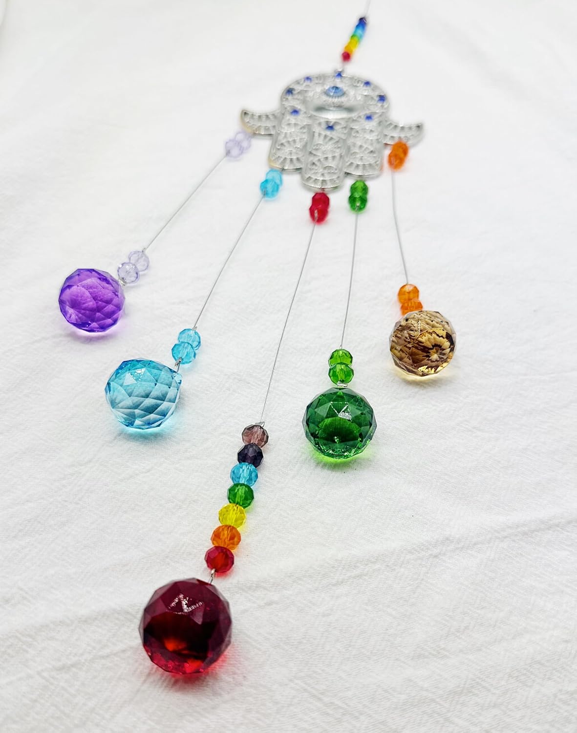Hamsa Hand Evil Eye Crystal Hanging Car Charm