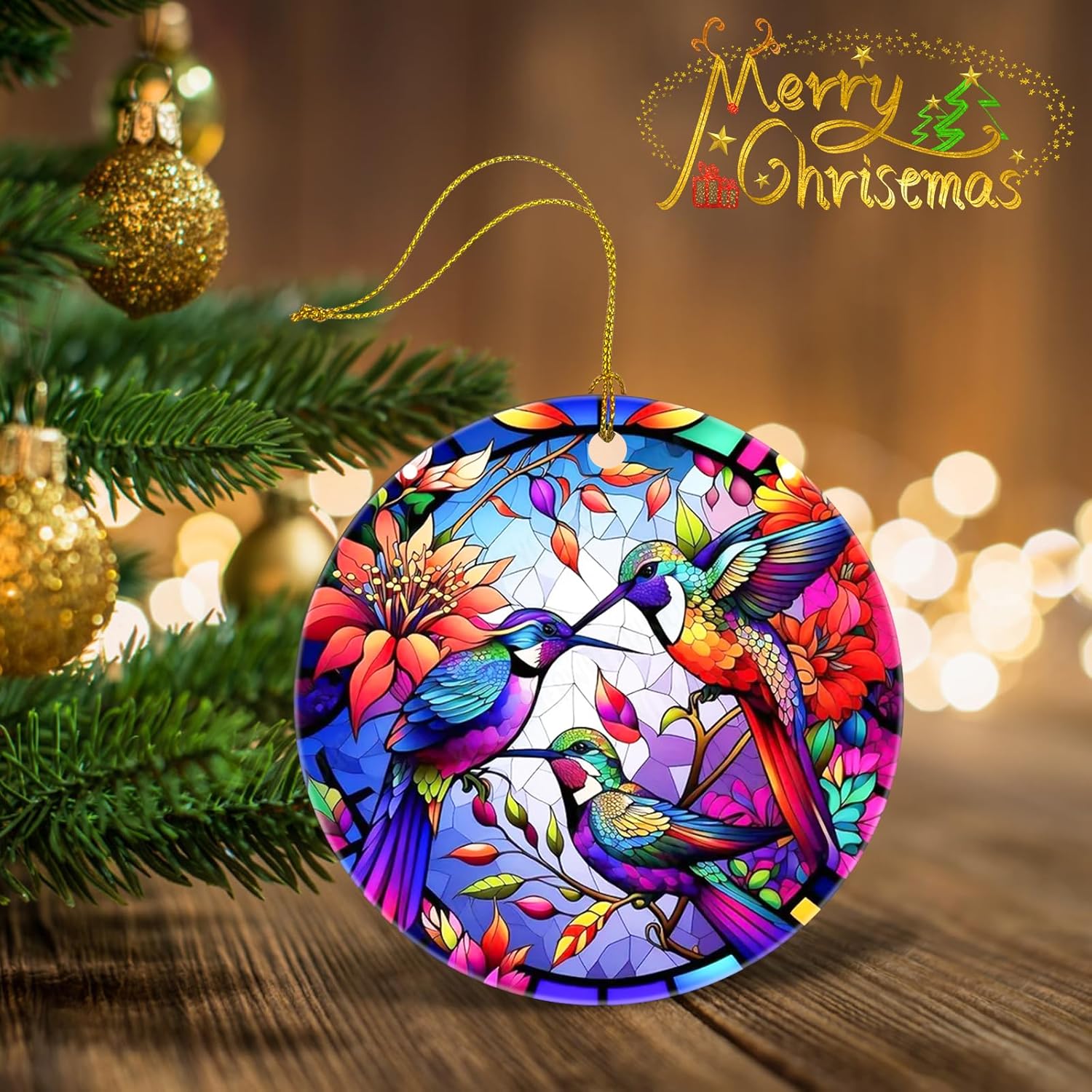 Ceramic Hummingbird Christmas Tree Ornament Decor