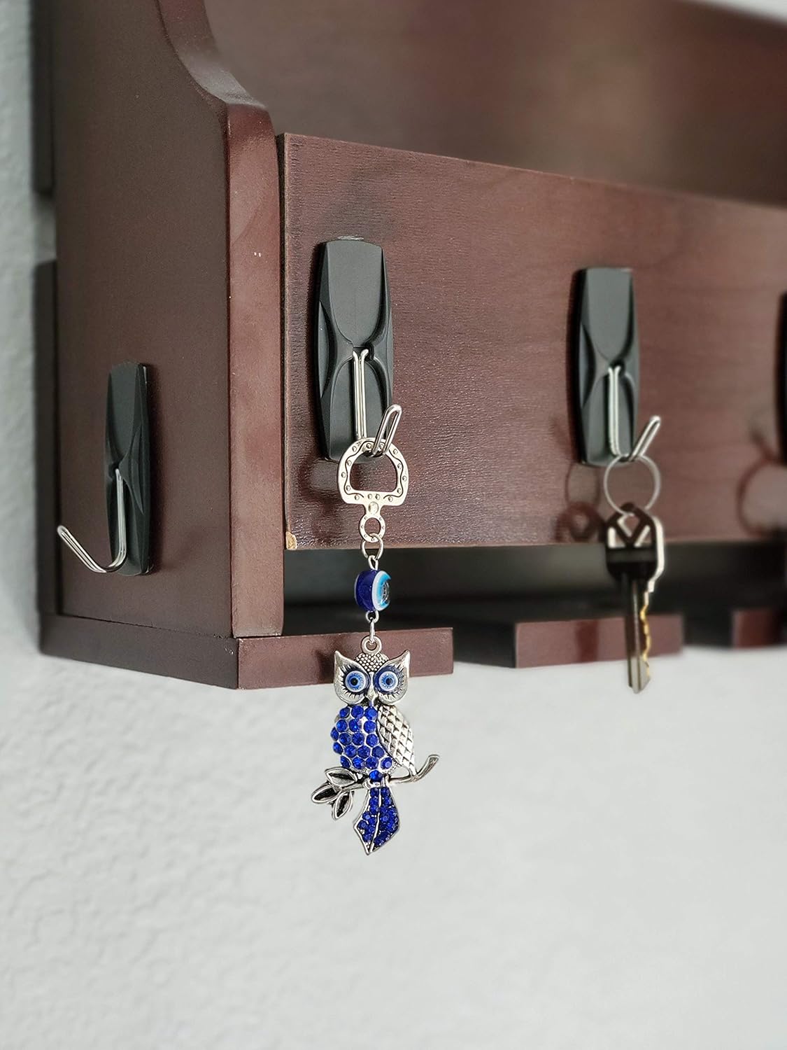 LUCKBOOSTIUM Lucky Silver Owl Evil Eye Pendant