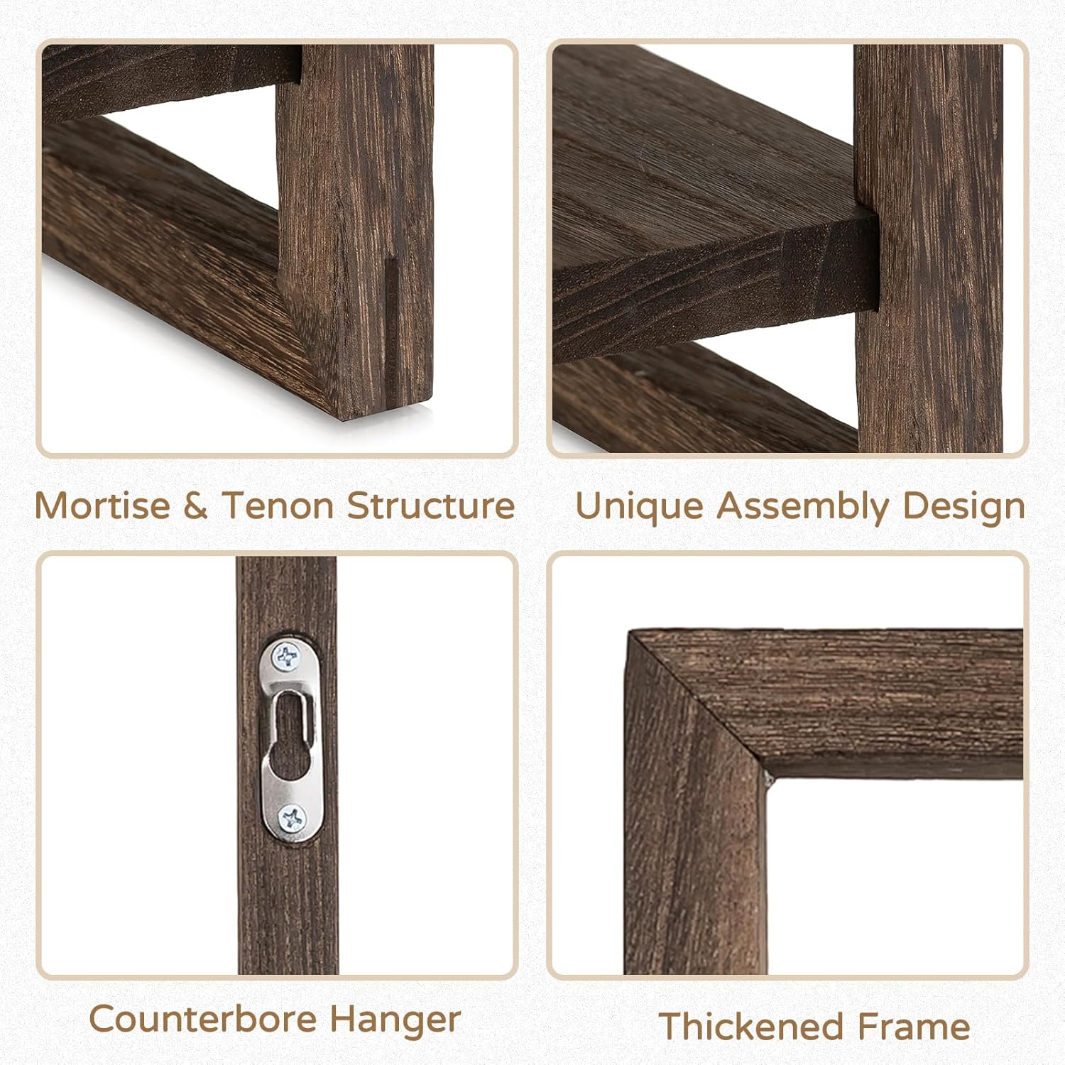Walasis 4-Piece Wood Floating Shelves for Farmhouse Decor