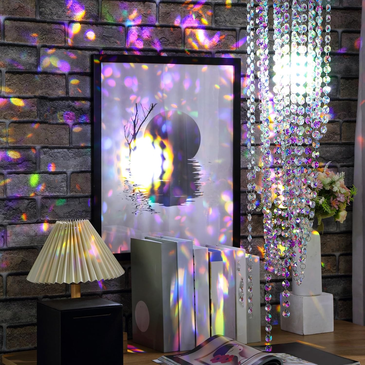 33 Ft Clear Acrylic Diamond Bead Garland for Wedding and Holiday Decor