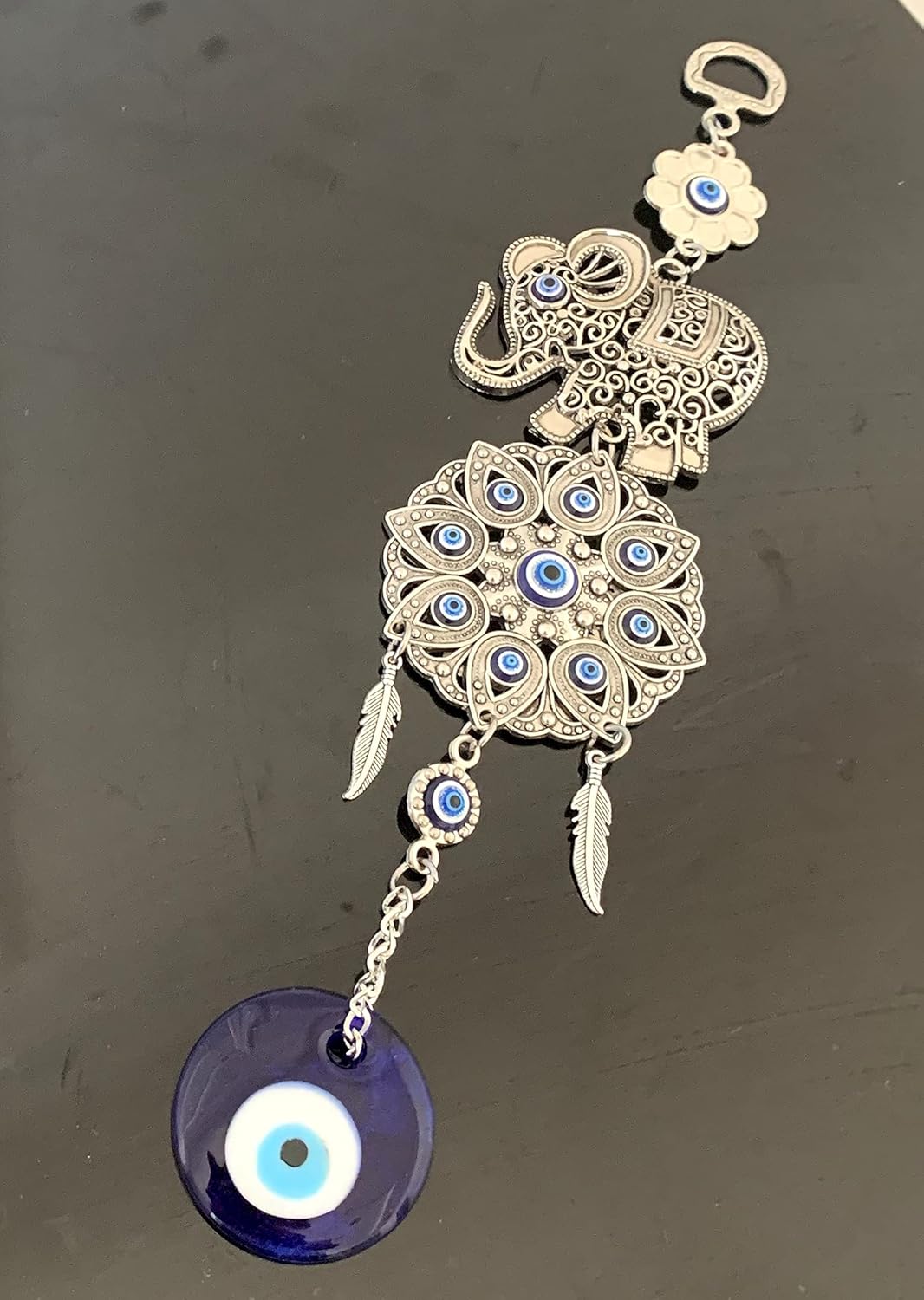 Betterdecor Turkish Blue Evil Eye with Lucky Elephant Wall Hanging Decor Amulet