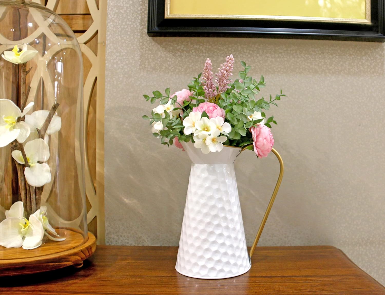 Elegant White Metal Flower Vase for Farmhouse Decor