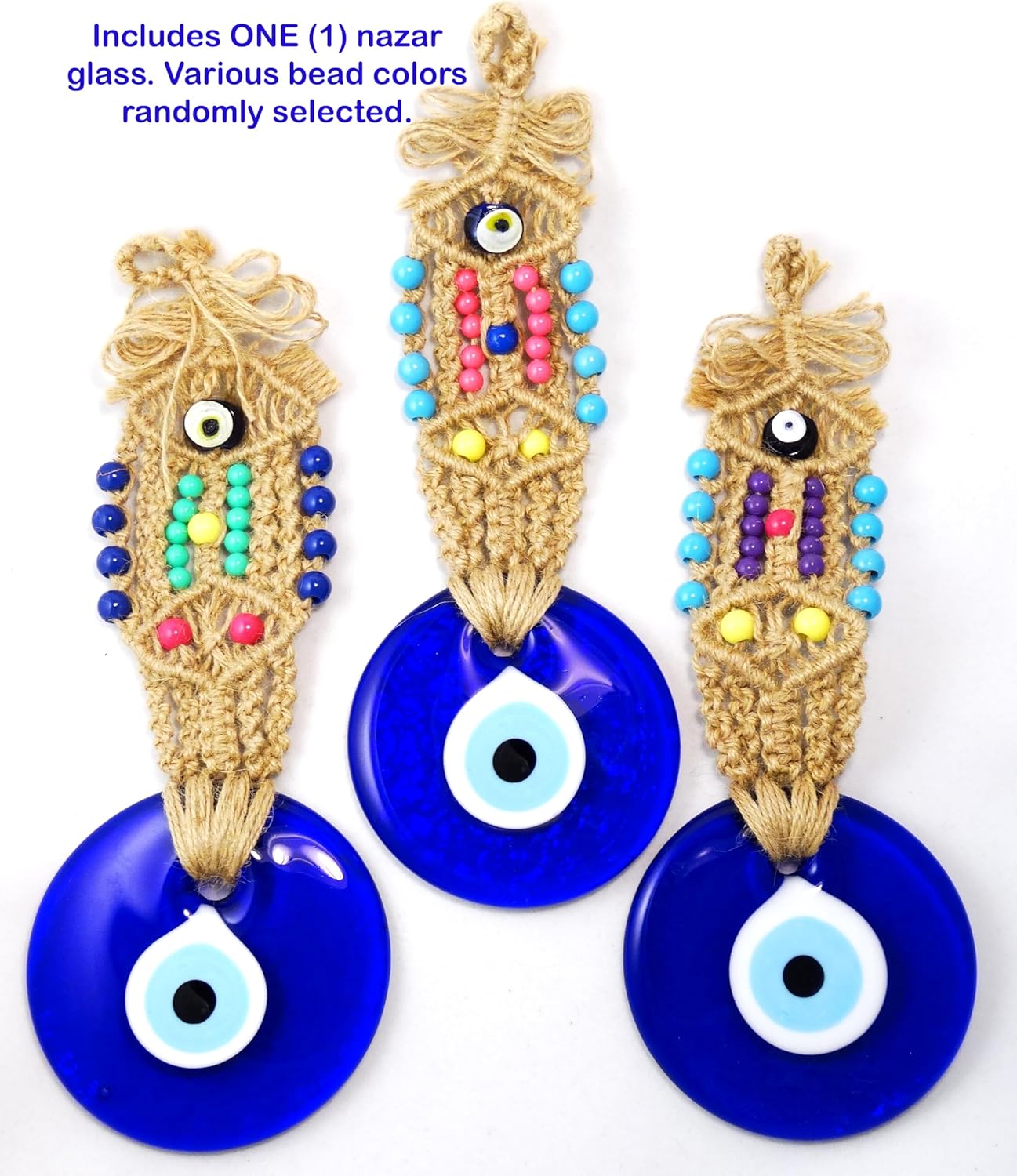 Balgin Evil Eye Wall Decor 11 Inch Tall Blue Glass Hanging Ornament