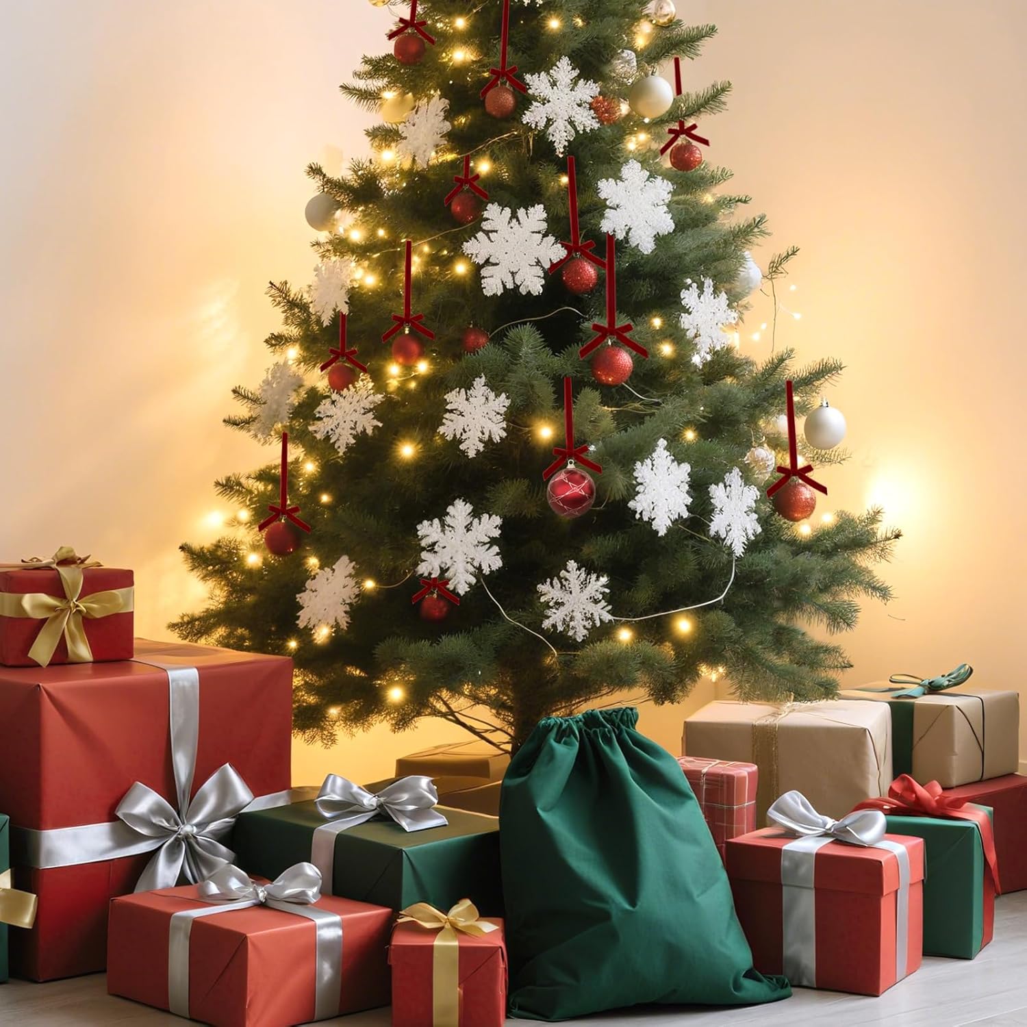 48 Pcs Velvet Christmas Tree Hanging Bows